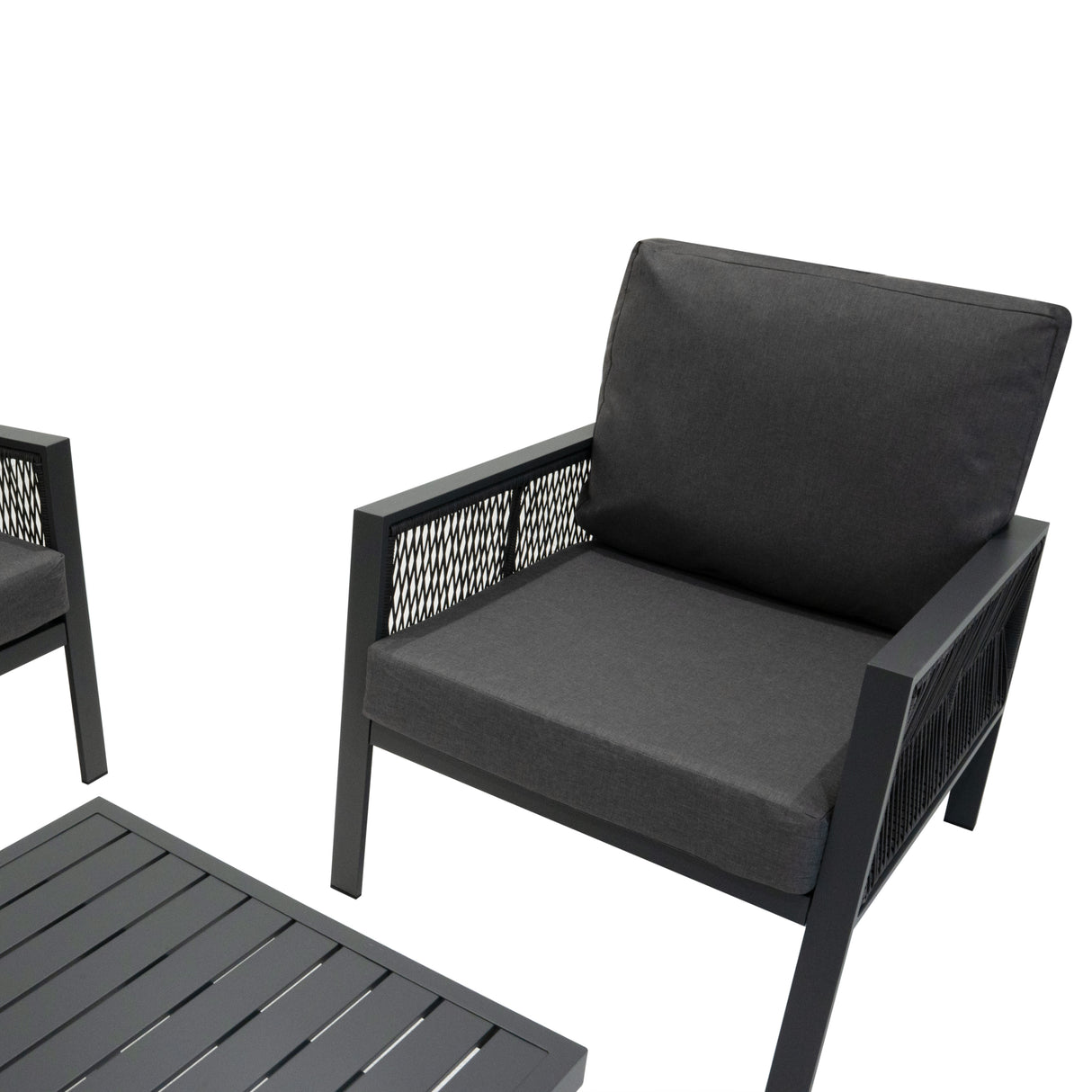 Aluminium 4-Delige Loungeset - Antraciet Grijs