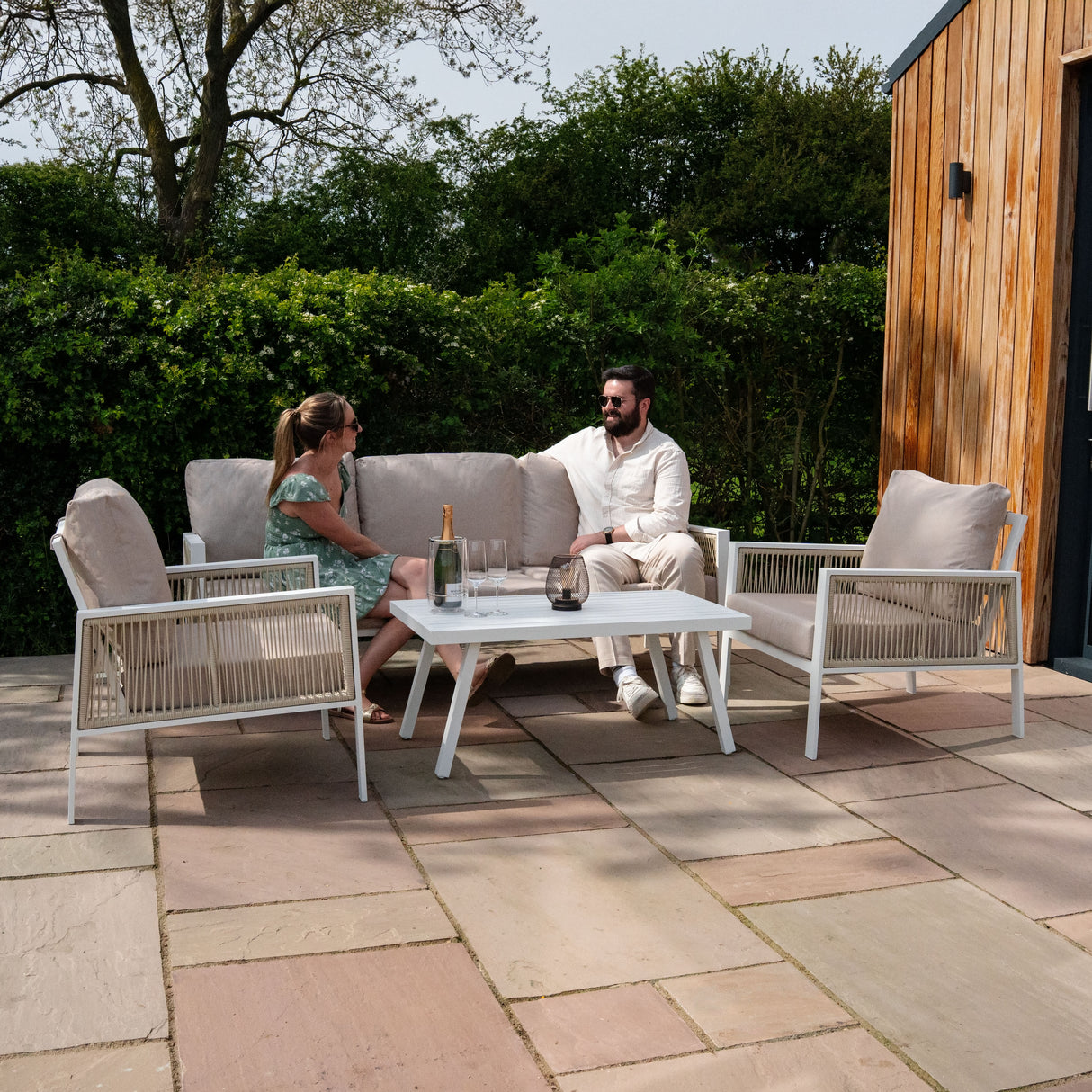 Aluminium 4-Delige Loungeset - Wit