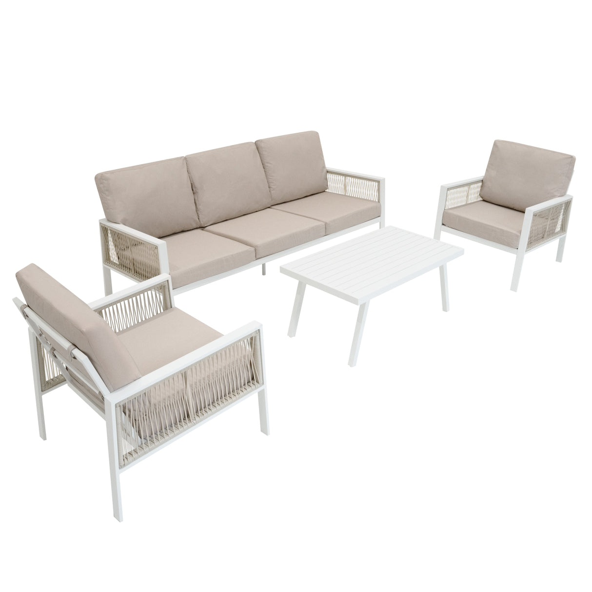 Aluminium 4-Delige Loungeset - Wit