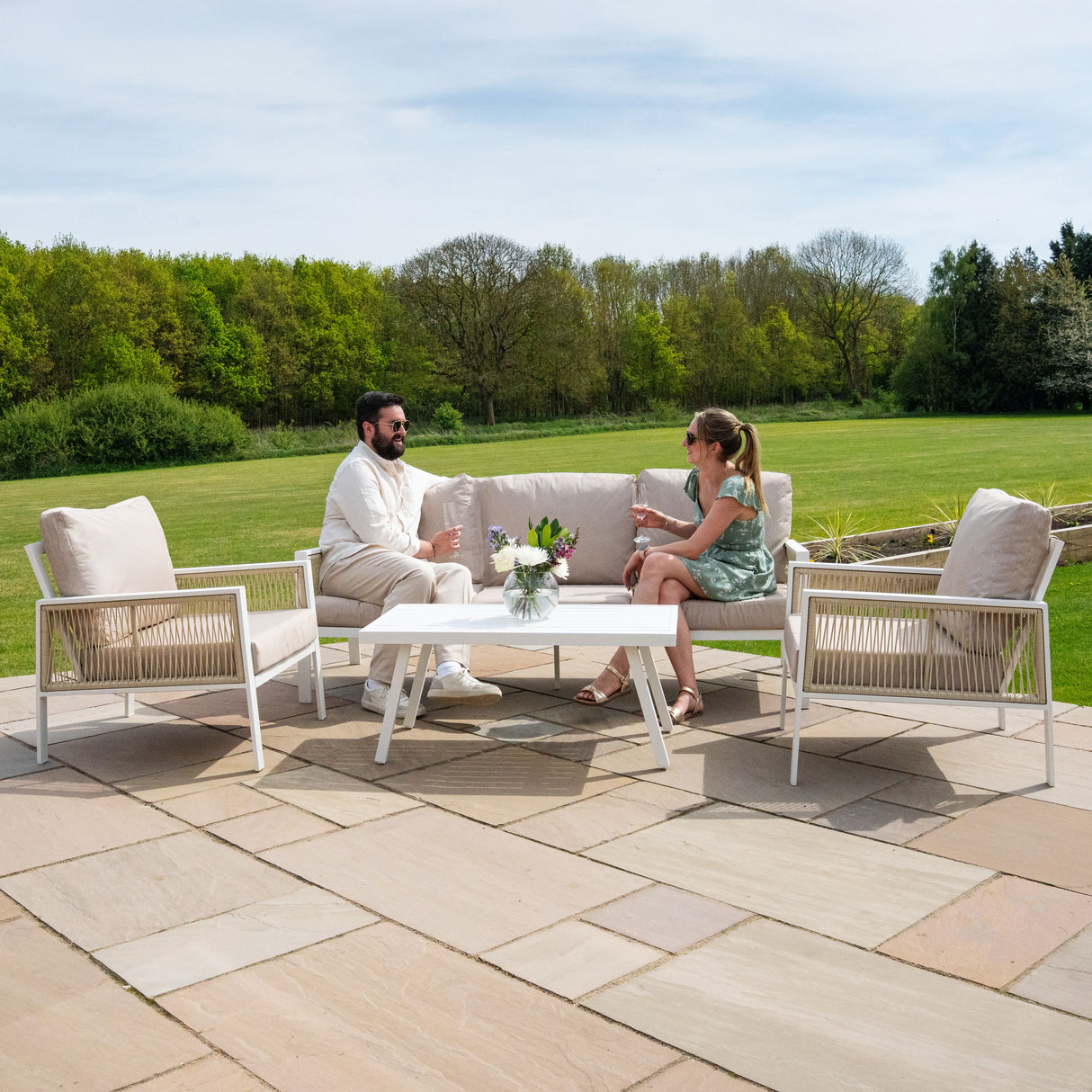 Aluminium 4-Delige Loungeset - Wit