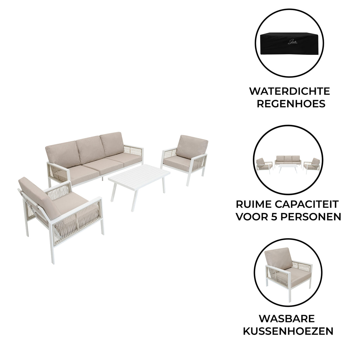 Aluminium 4-Delige Loungeset - Wit