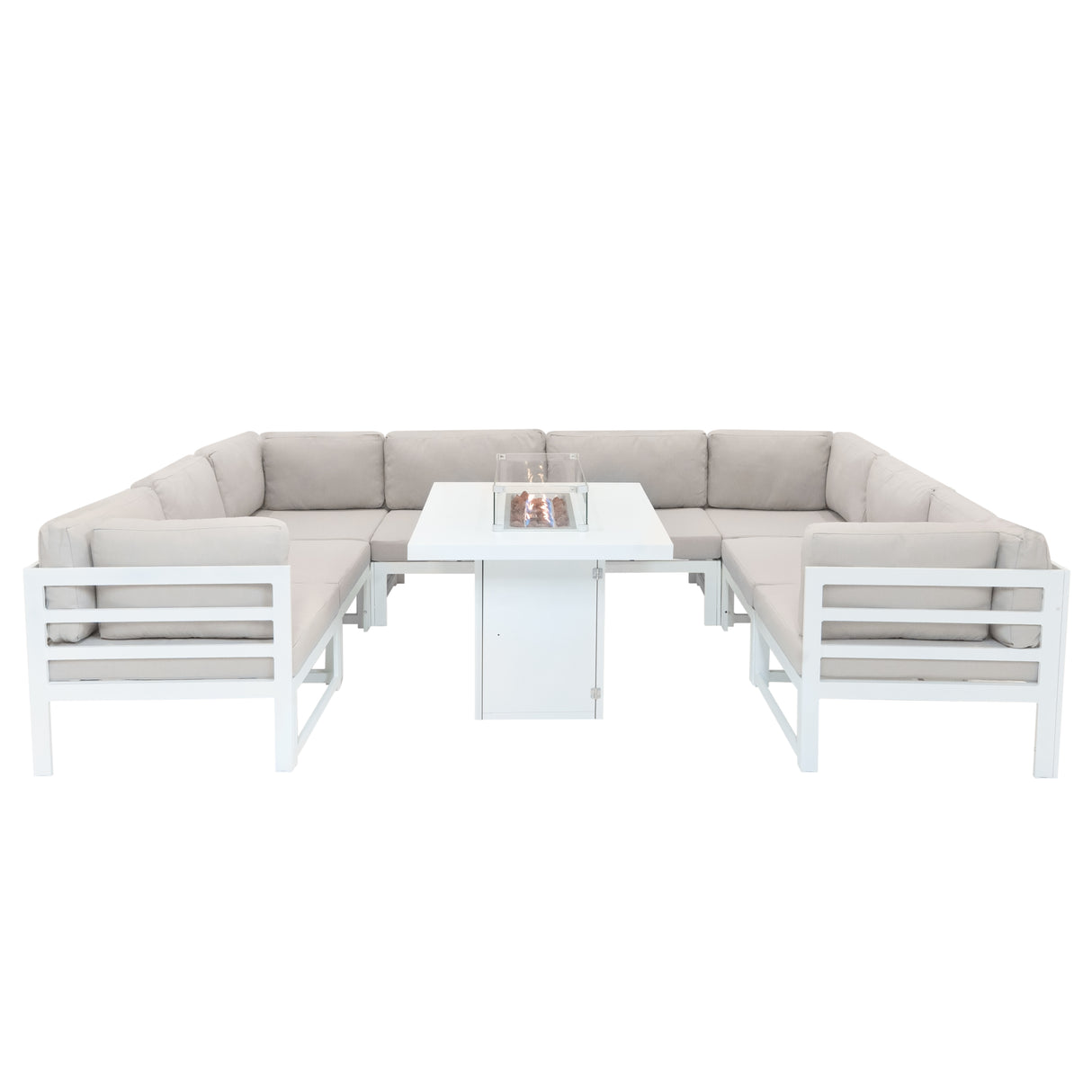 Modulaire Tuinmeubelset met Vuurschaal - Wit