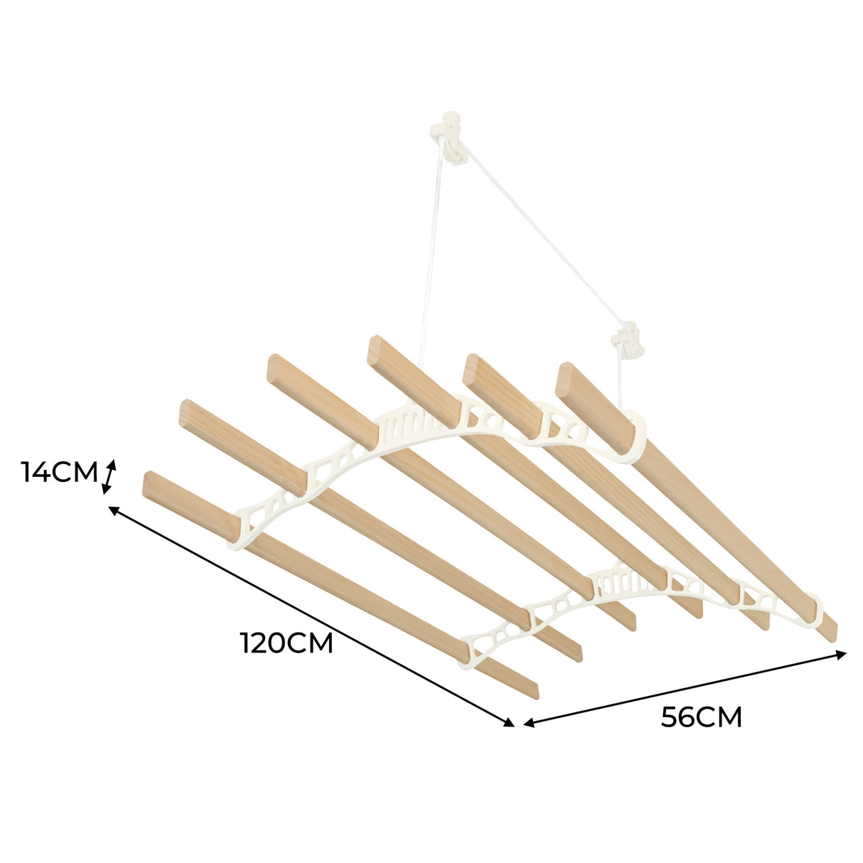 Kledingrek Plafond Katrol - Ivoor– 1.2m