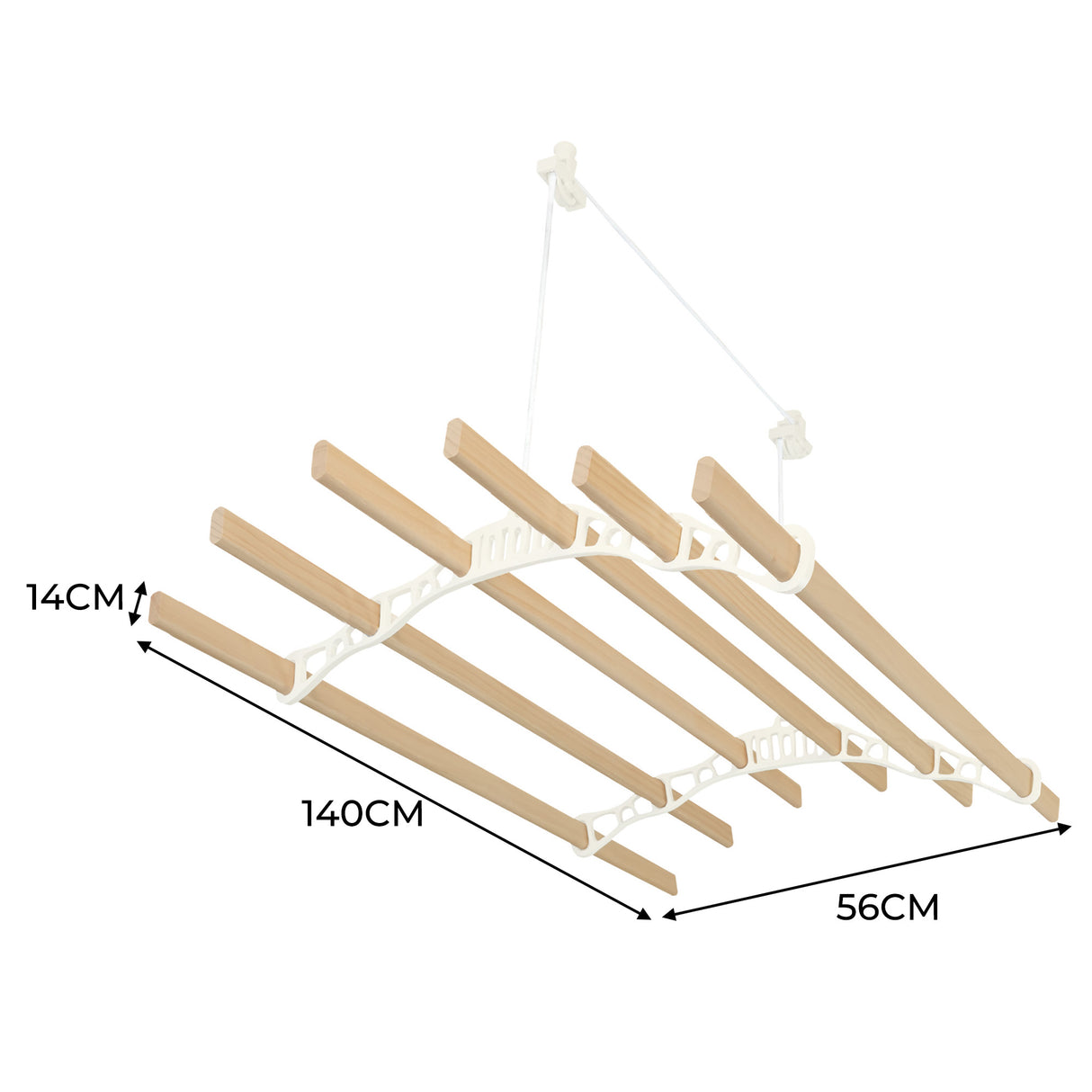 Kledingrek Plafond Katrol - Ivoor– 1.4m