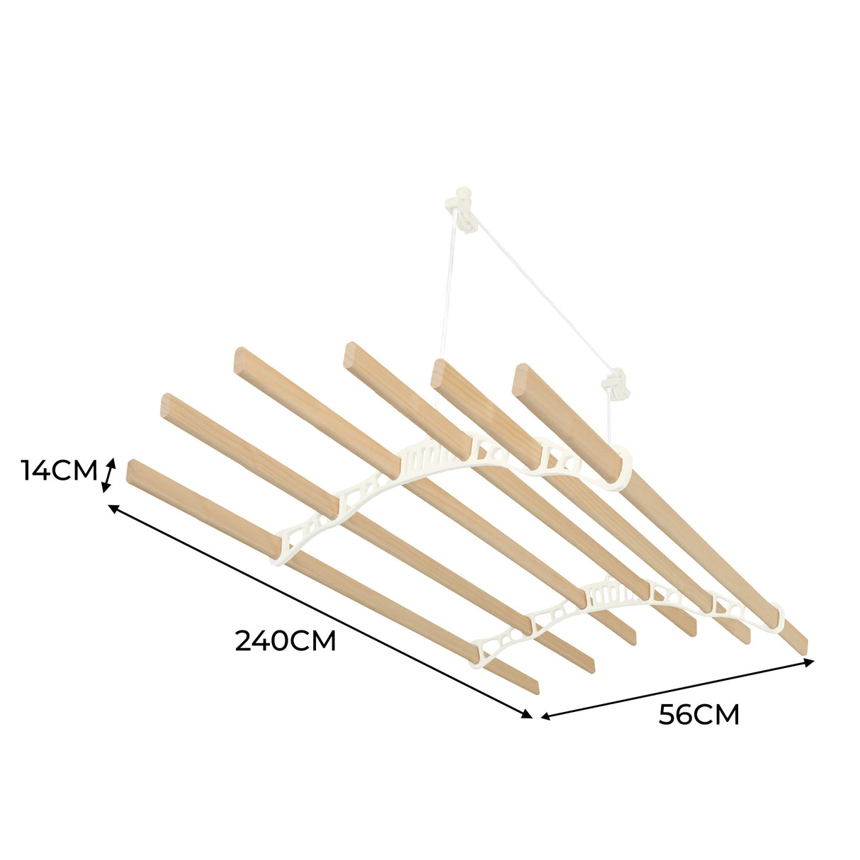 Kledingrek Plafond Katrol - Ivoor– 2.4m