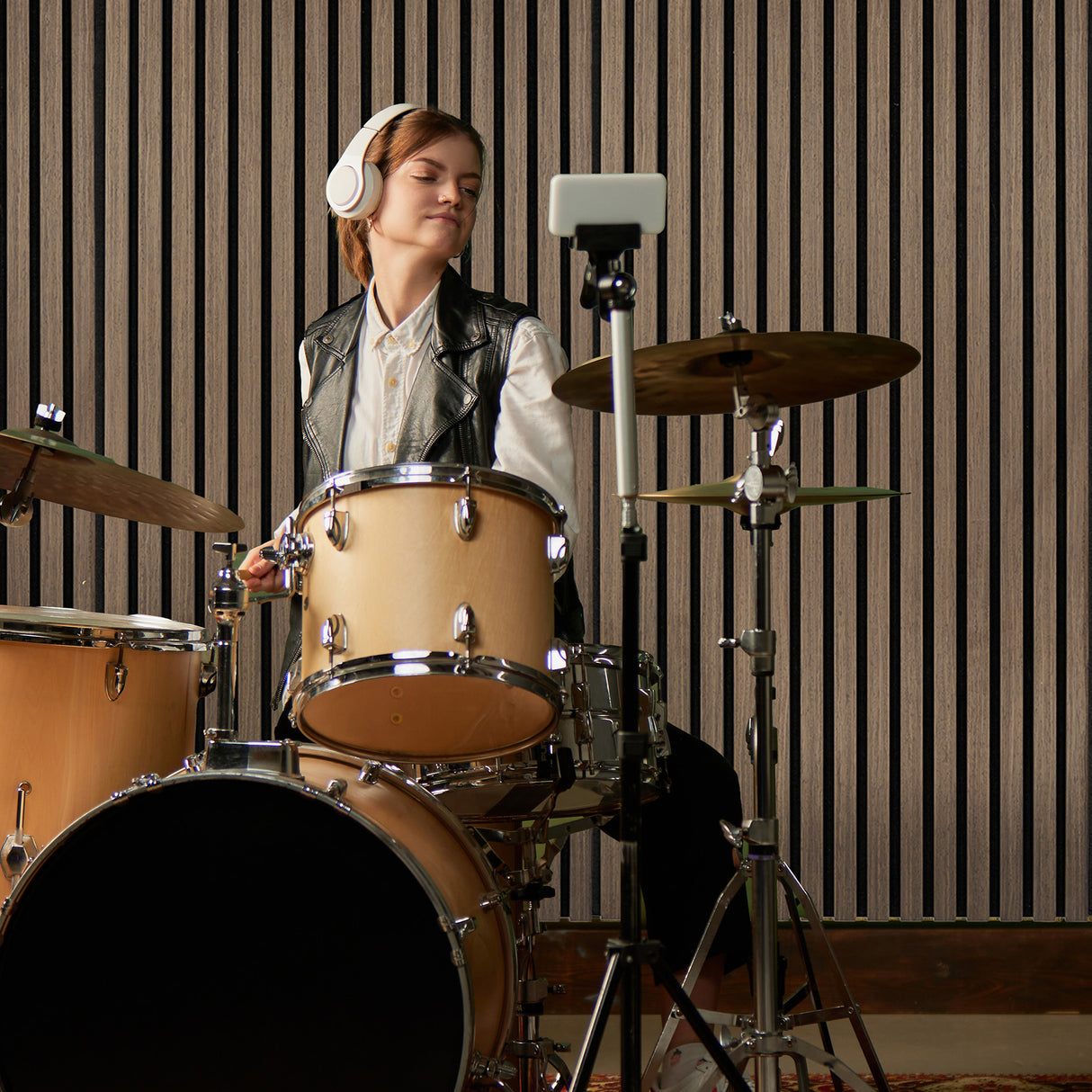 Akoestisch Lat Wandpaneel – Donker Walnoot