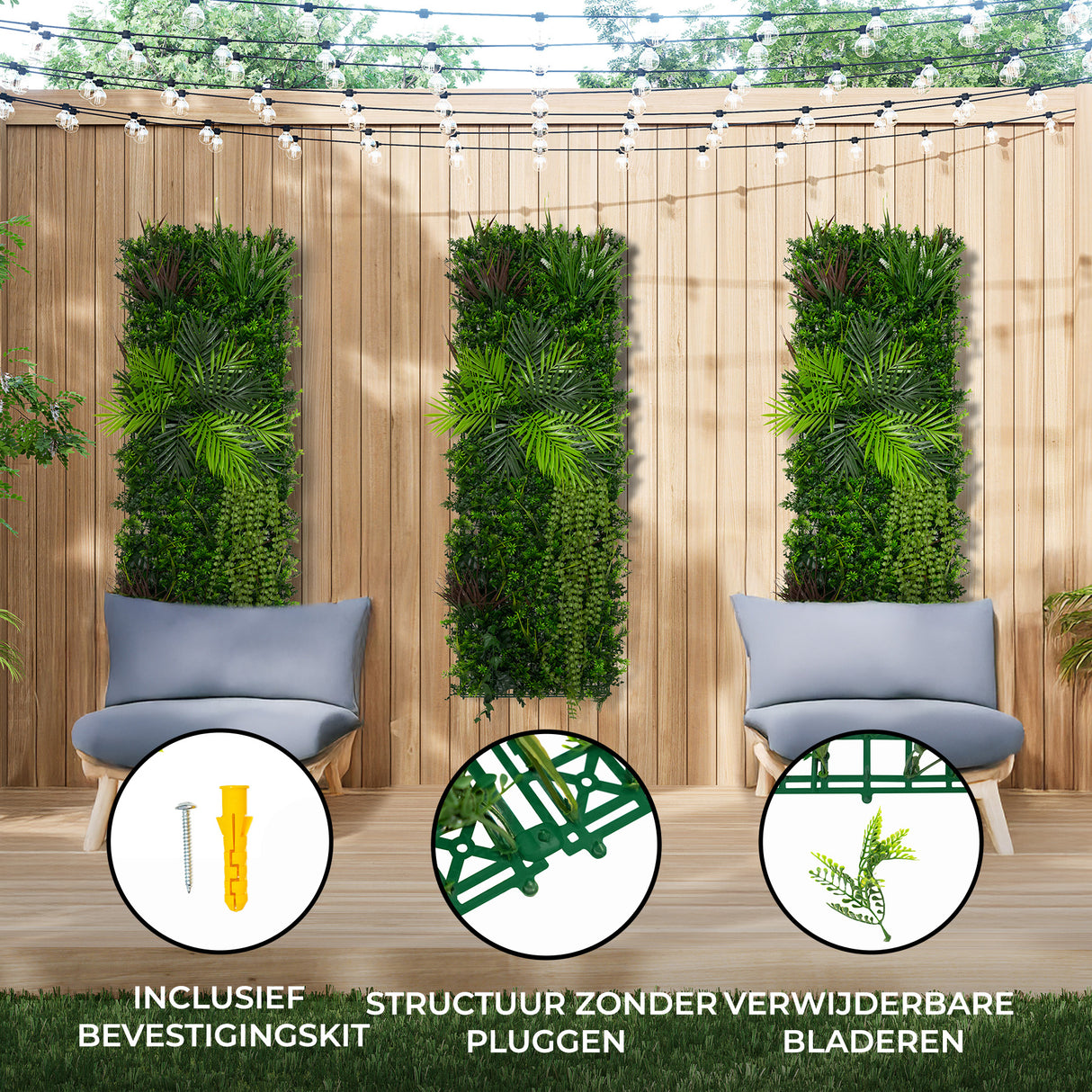 Alina Kunstplanten Wandpaneel - 50cm x 150cm