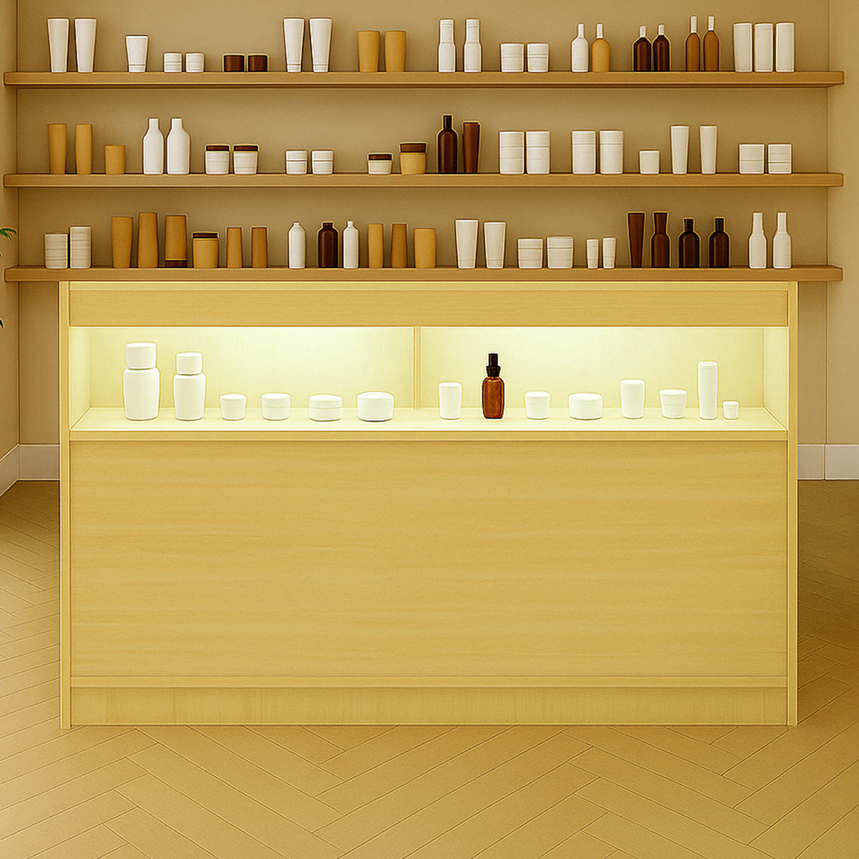 LED Detailhandel Winkel Toonbank B1500 - Esdoorn