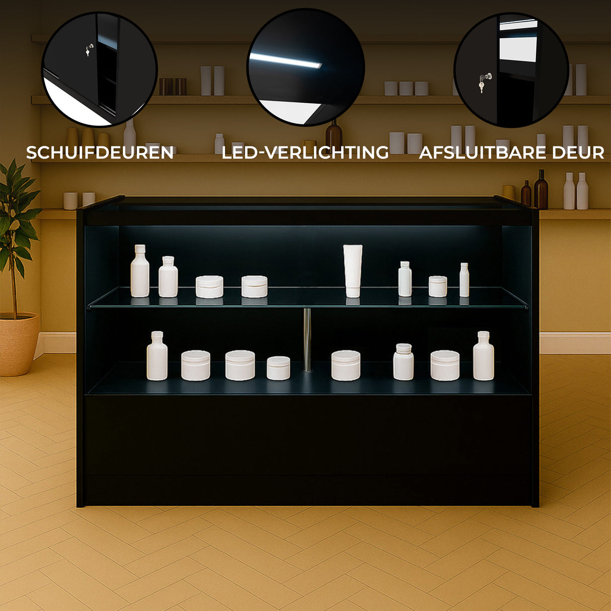 LED Detailhandel Winkel Toonbank C1500 - Zwart