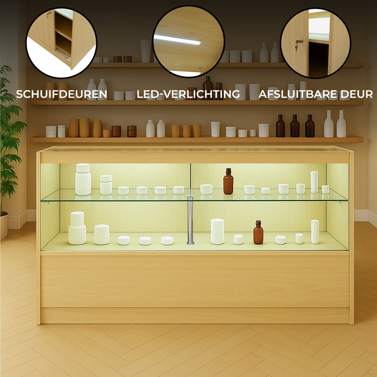 LED Detailhandel Winkel Toonbank C1500 - Esdoorn