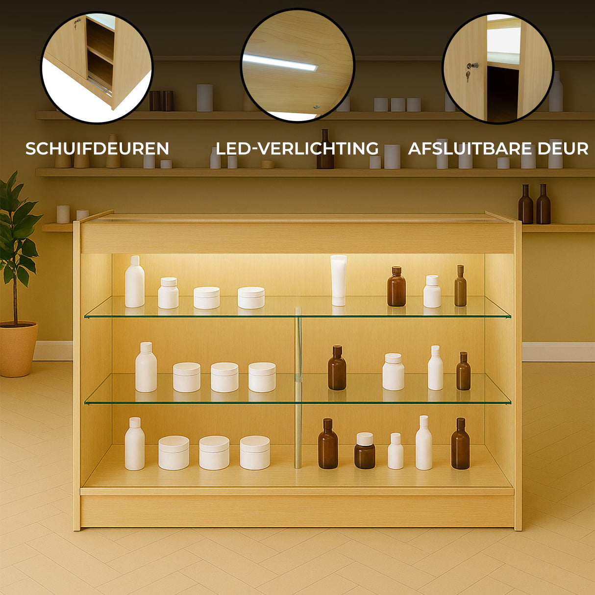 LED Detailhandel Winkel Toonbank K1500 - Esdoorn