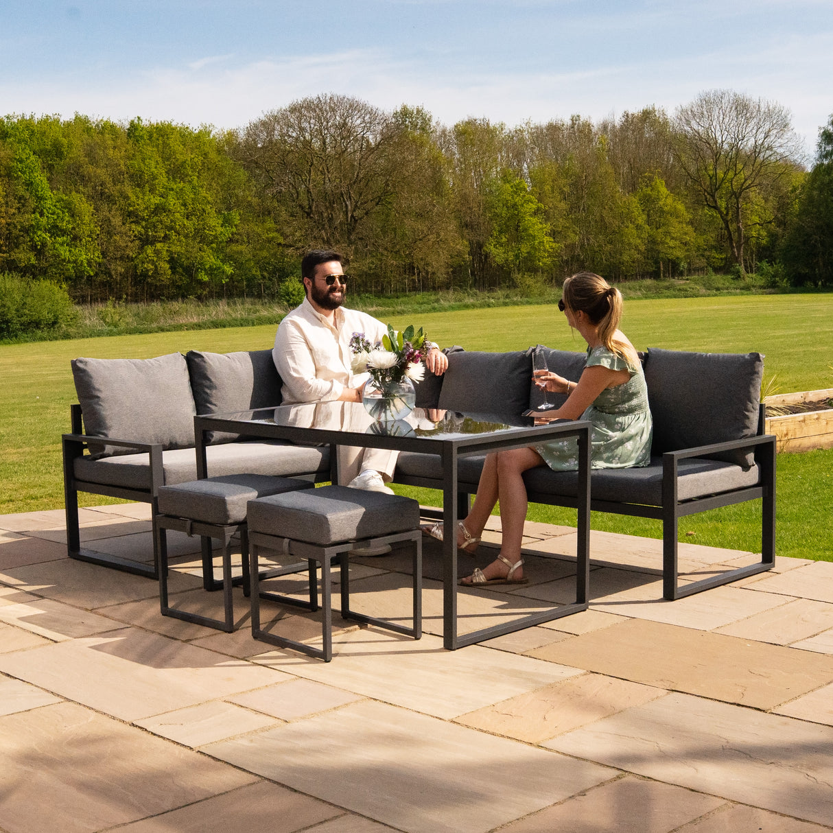 Aluminium Hoek Loungeset - Antraciet Grijs