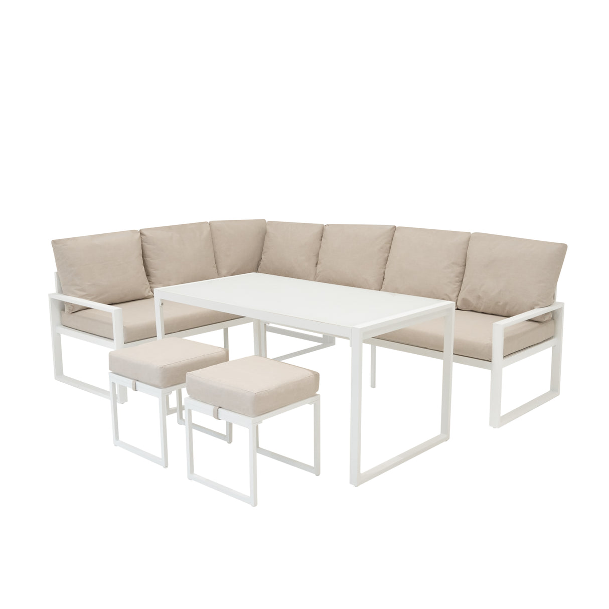 Aluminium Hoek Loungeset - Wit