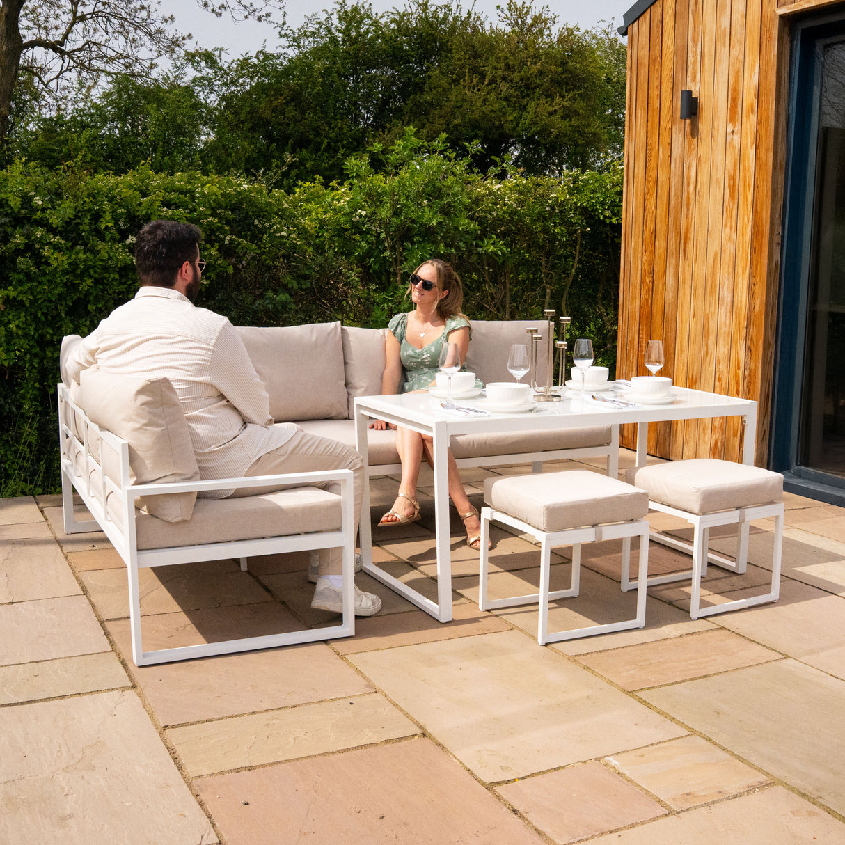 Aluminium Hoek Loungeset - Wit