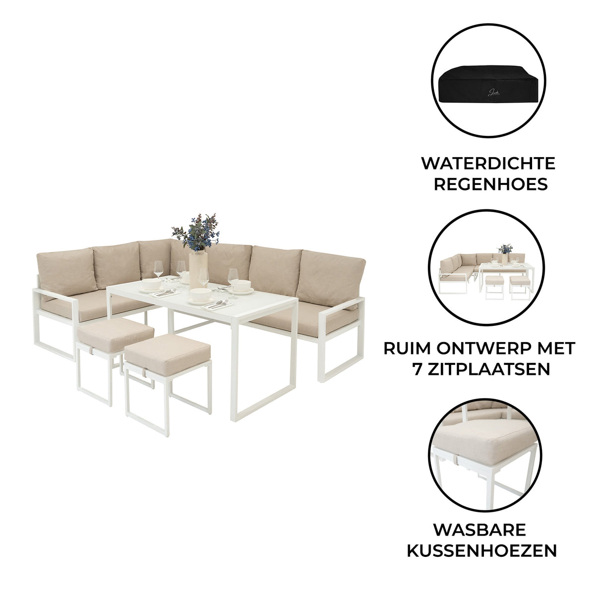 Aluminium Hoek Loungeset - Wit