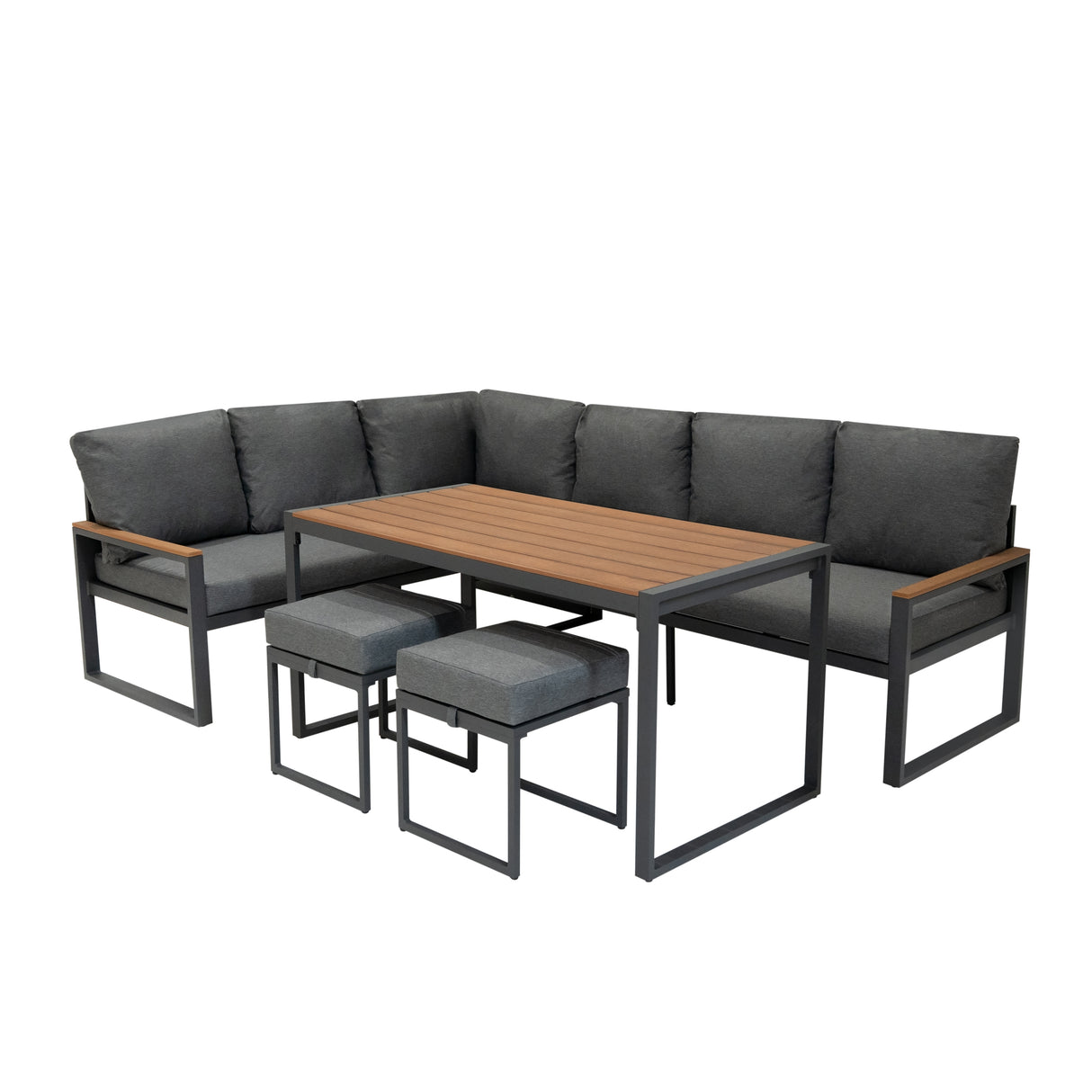Aluminium Hoek Loungeset - Houteffect