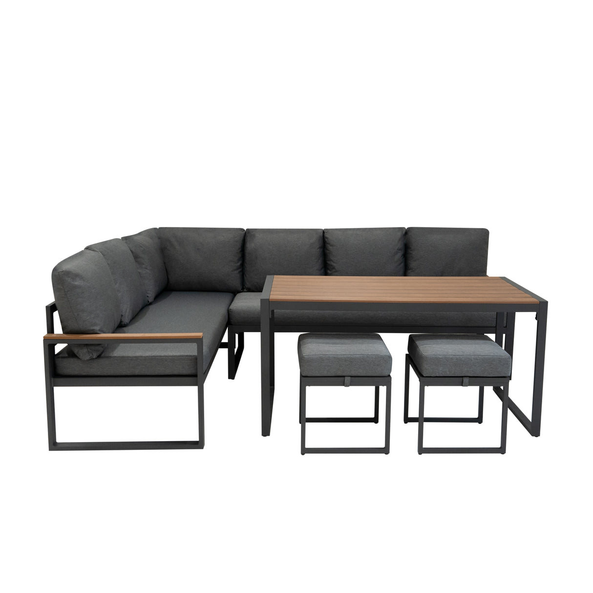 Aluminium Hoek Loungeset - Houteffect