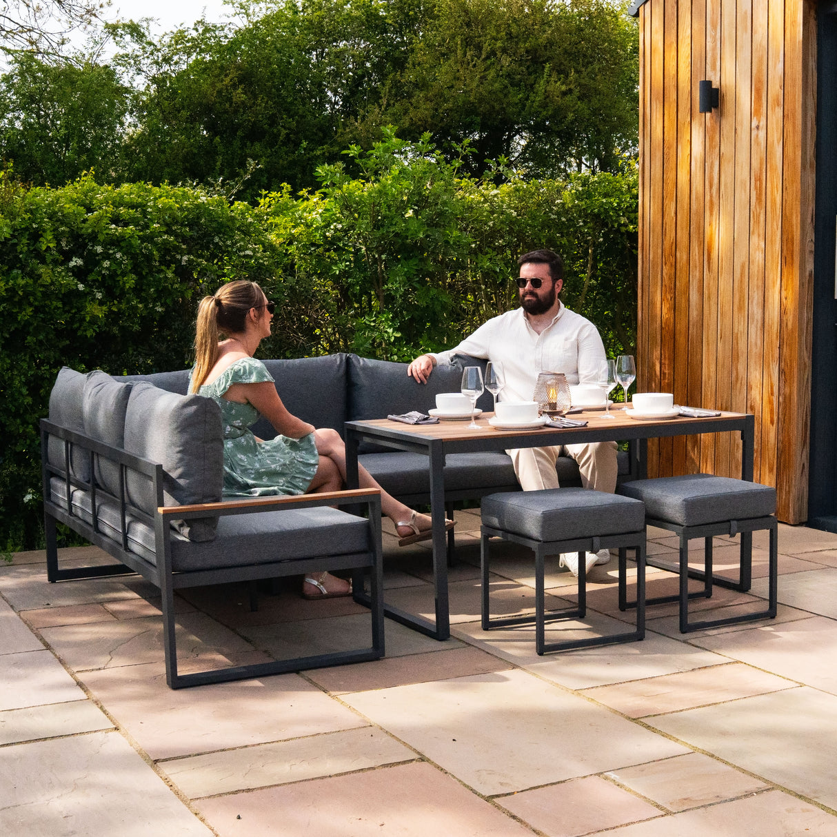 Aluminium Hoek Loungeset - Houteffect