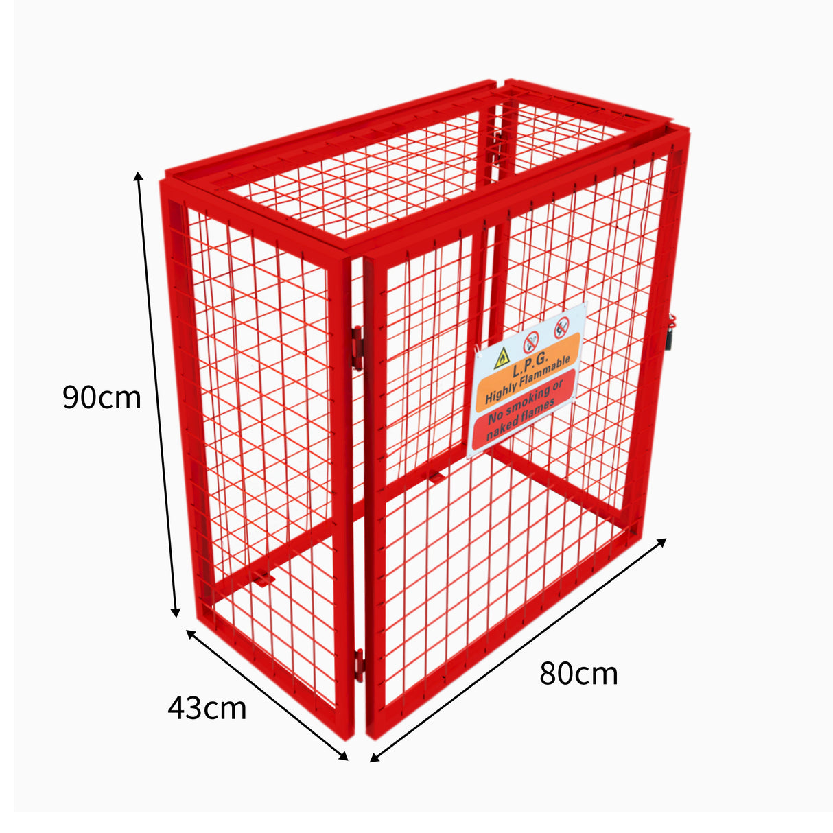 Opvouwbare Gaas Opslagkooi voor Gasflessen Rood – 90cm x 80cm x 43cm