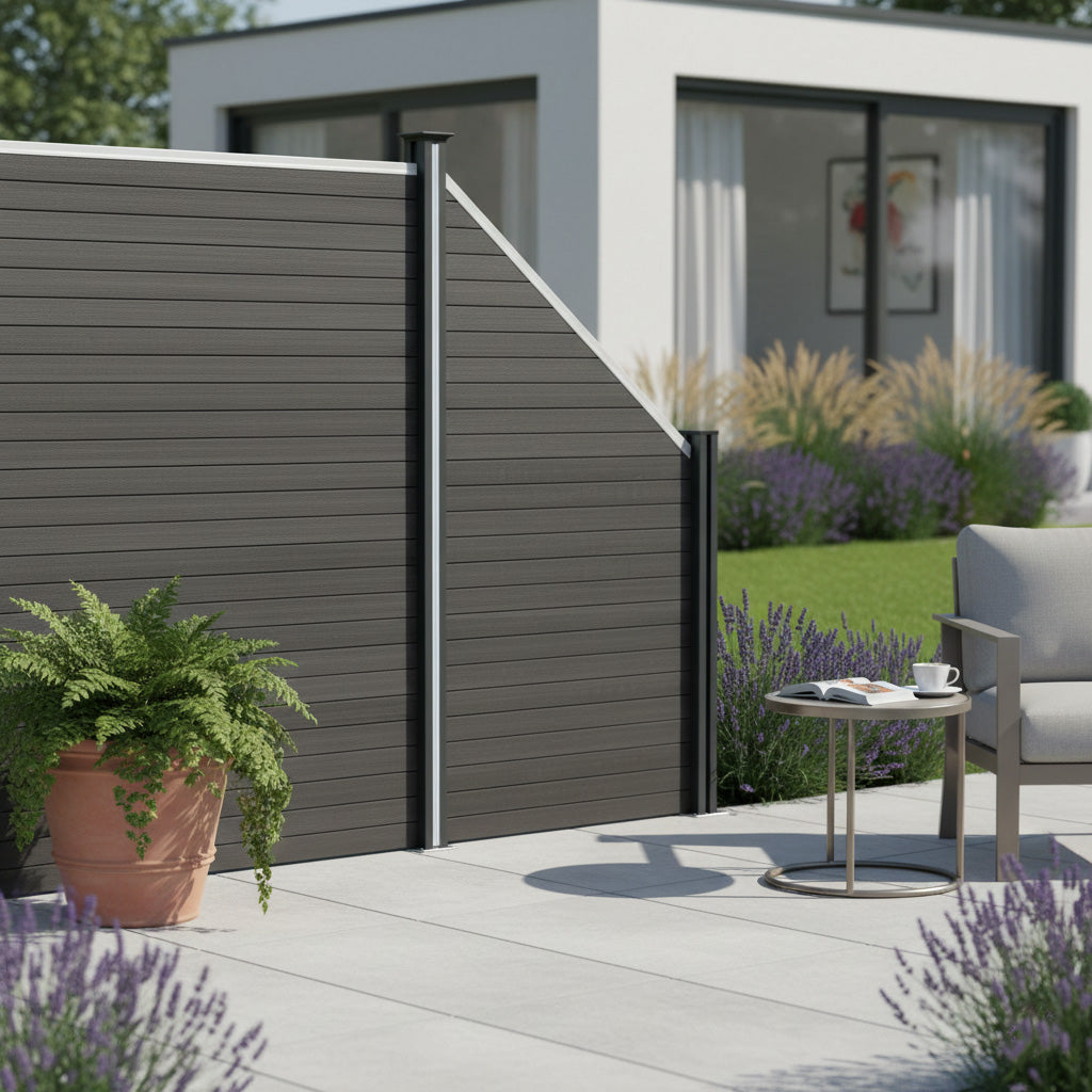 Composiet Schuin Schutting Paneel - Grijs
