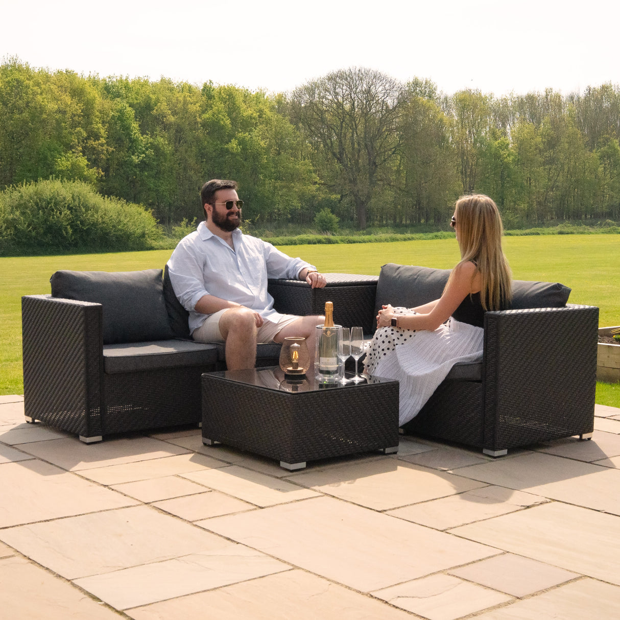 Rotan Modulaire 6-Delige Meubel Set - Zwart