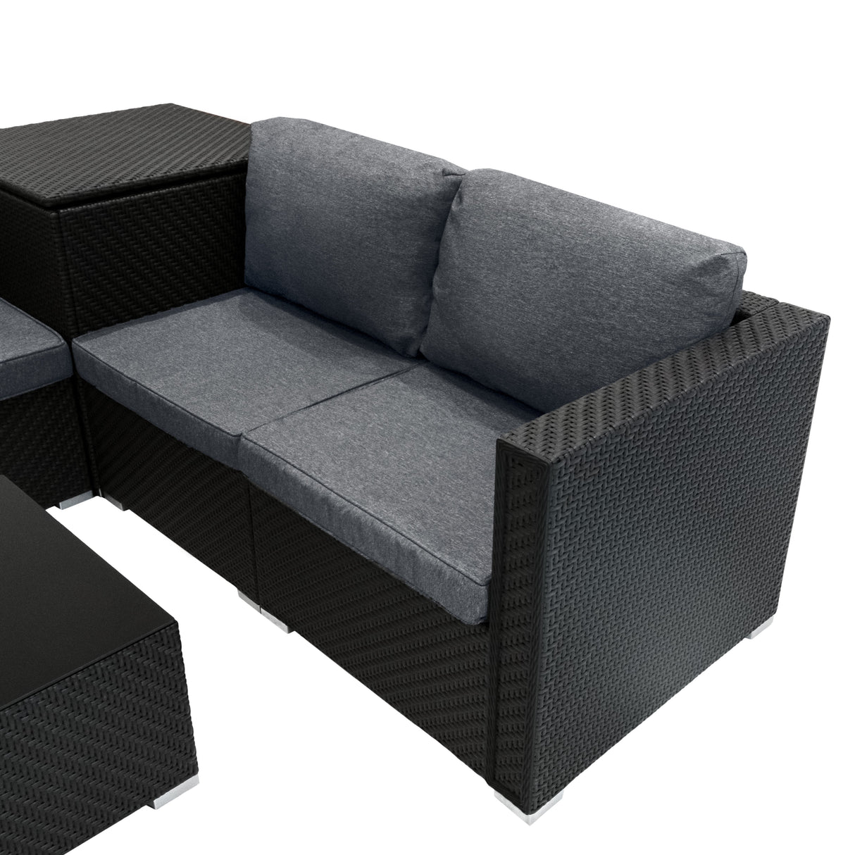 Rotan Modulaire 6-Delige Meubel Set - Zwart