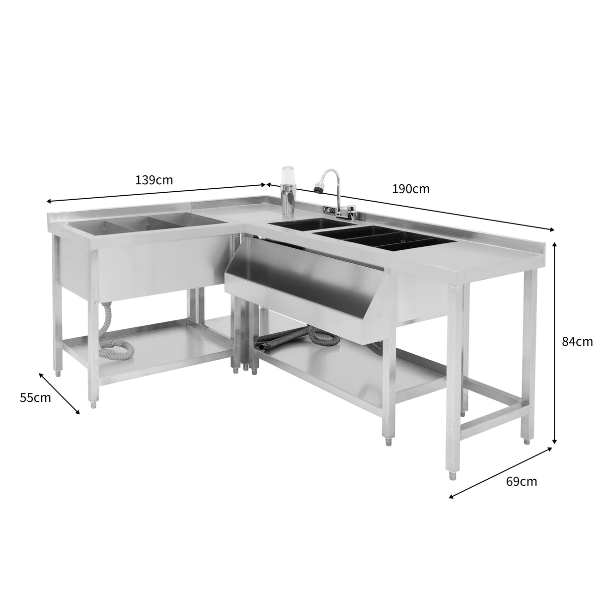 Modulair Cocktail Bar Station met Ijsbak
