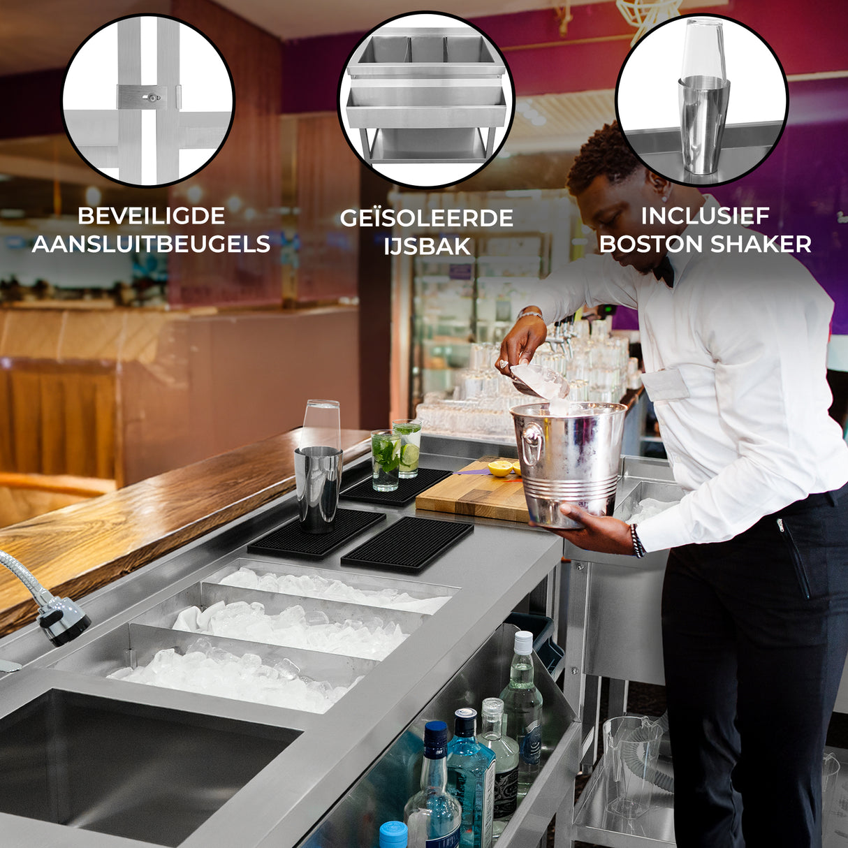 Modulair Cocktail Bar Station met Ijsbak