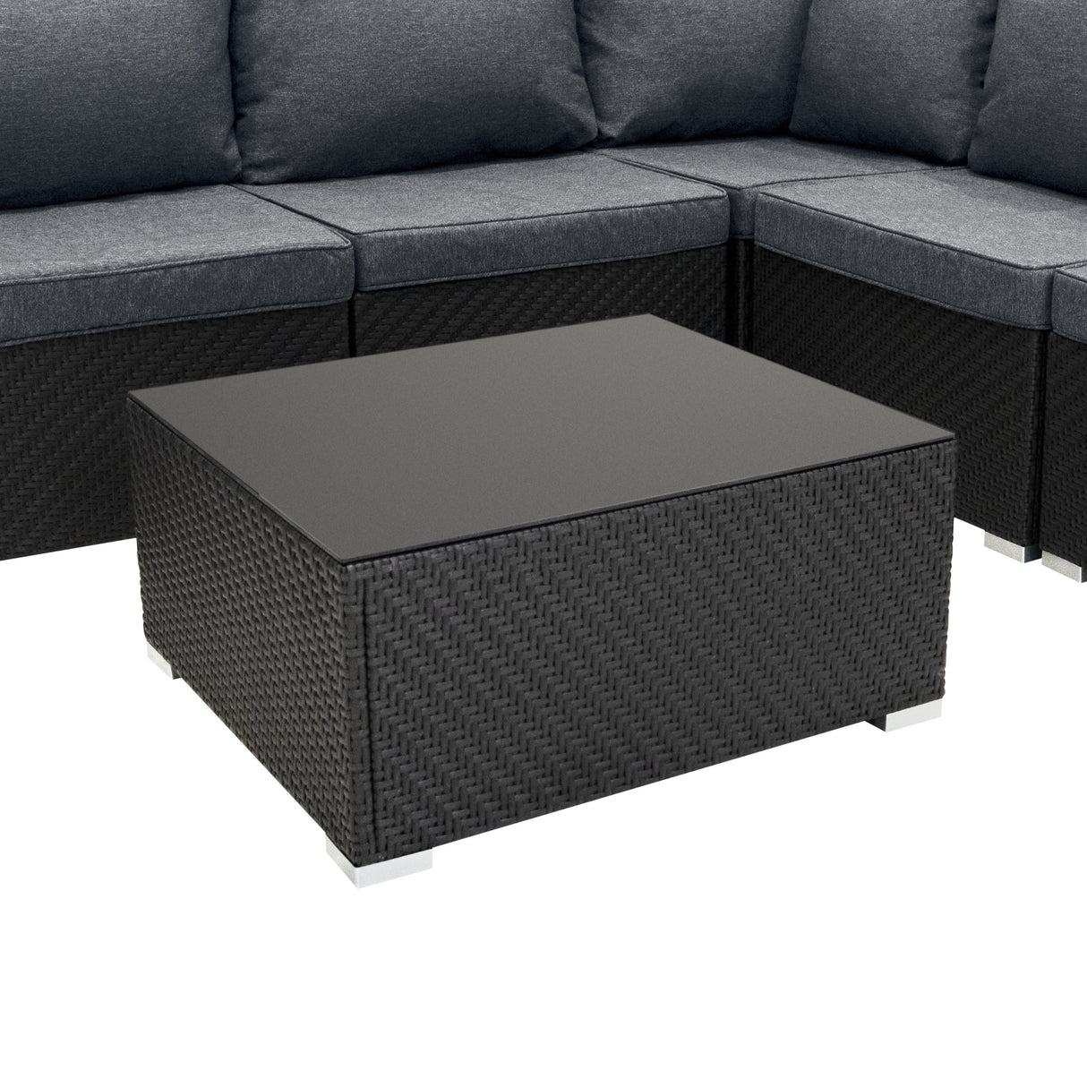 Rotan Modulaire 7-Delige Meubelset & 700L Opbergbox - Zwart