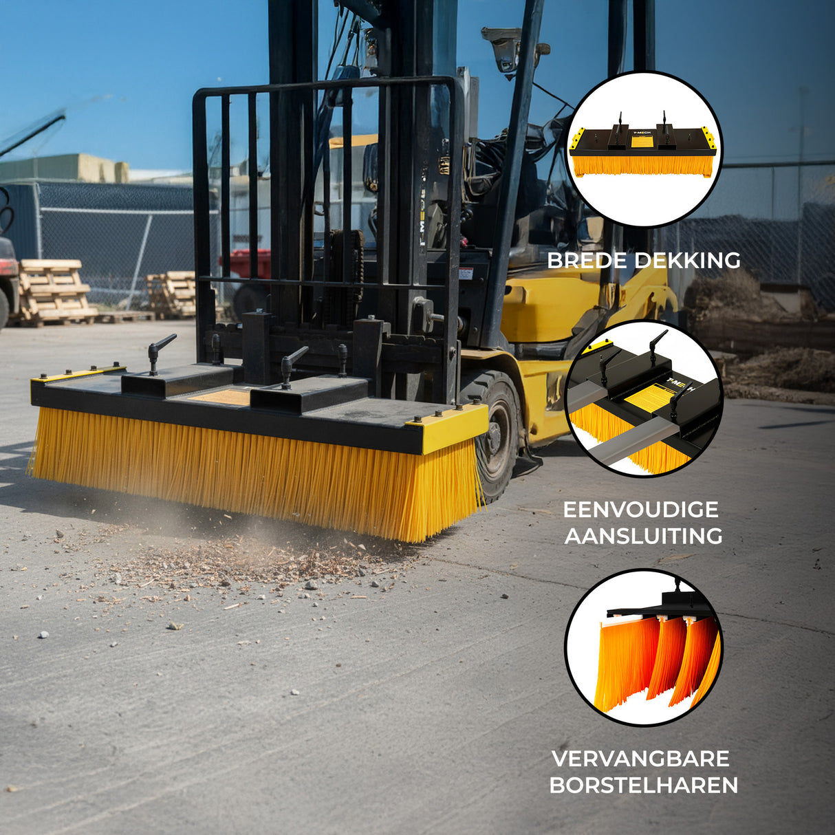 Blokbezem Veegborstel voor Heftruck