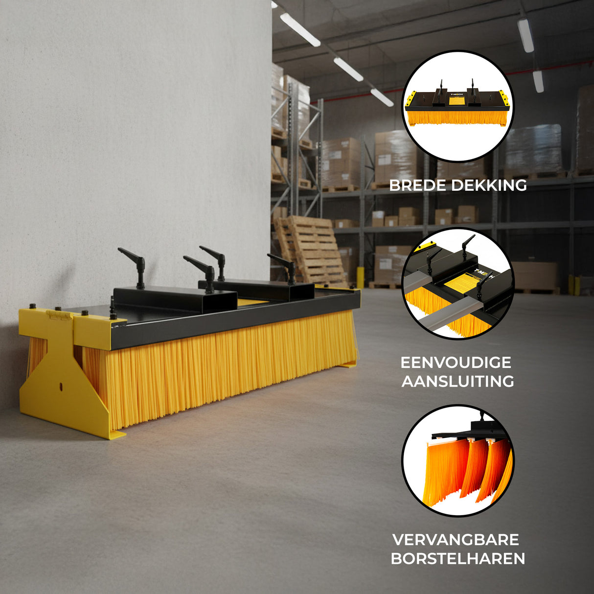 Blokbezem Veegborstel voor Heftruck met Standaard