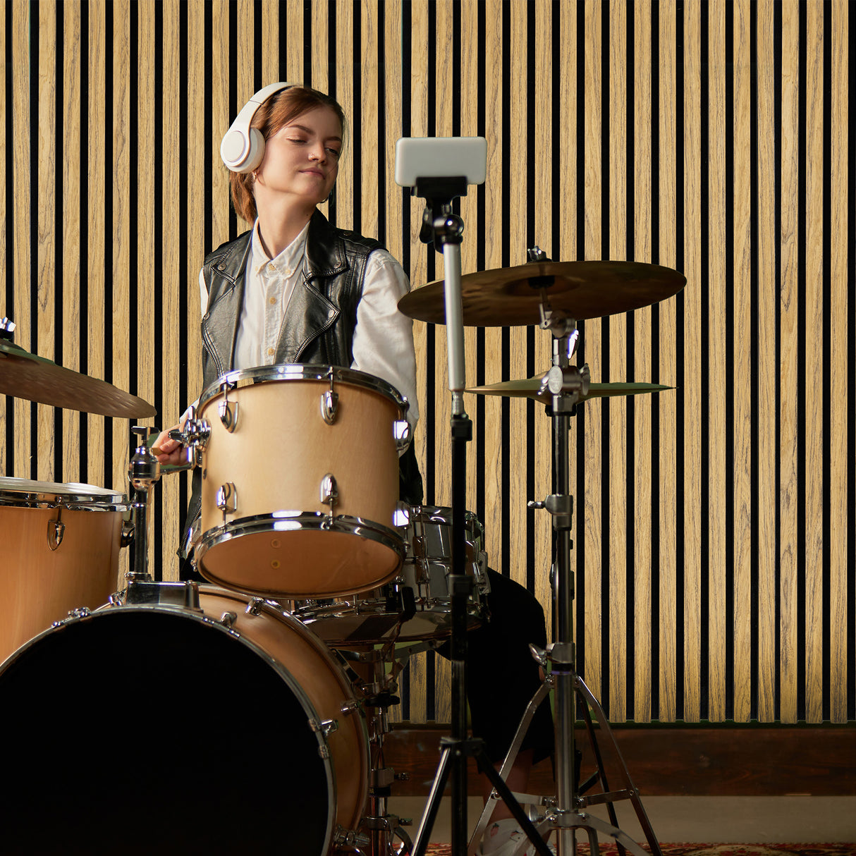 Akoestische Wandpanelen met Lamellen x 3 – Eik