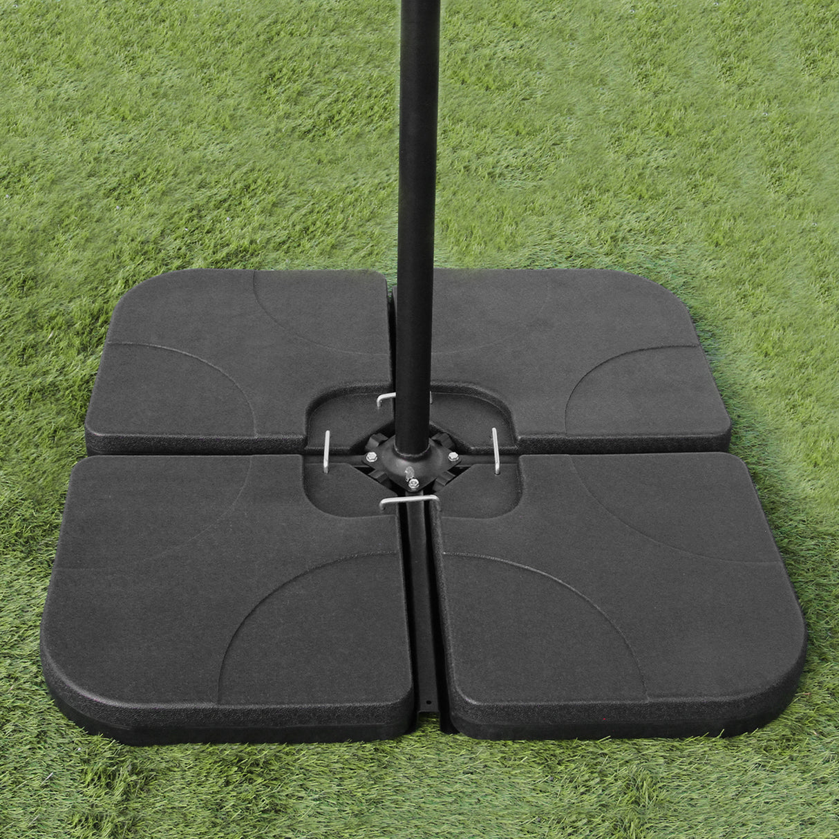 Antraciet 4-Delige Loungeset Met Zwarte Parasol & Voet