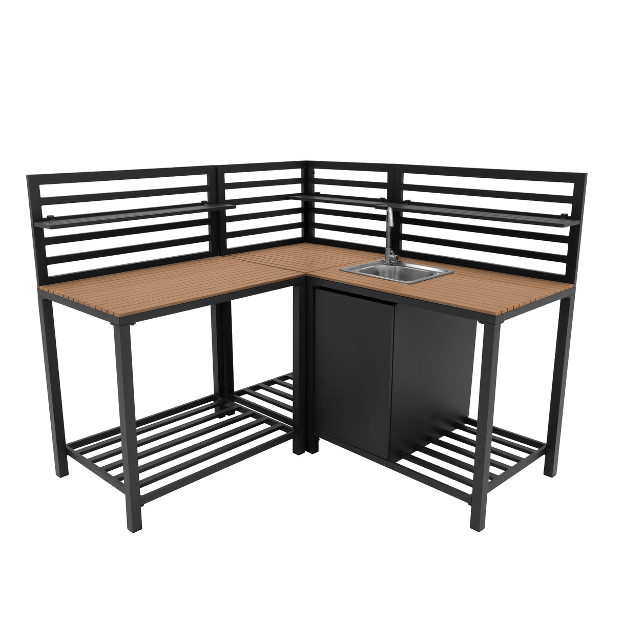 Aluminium & Hout 3-delige Buitenkeuken Set