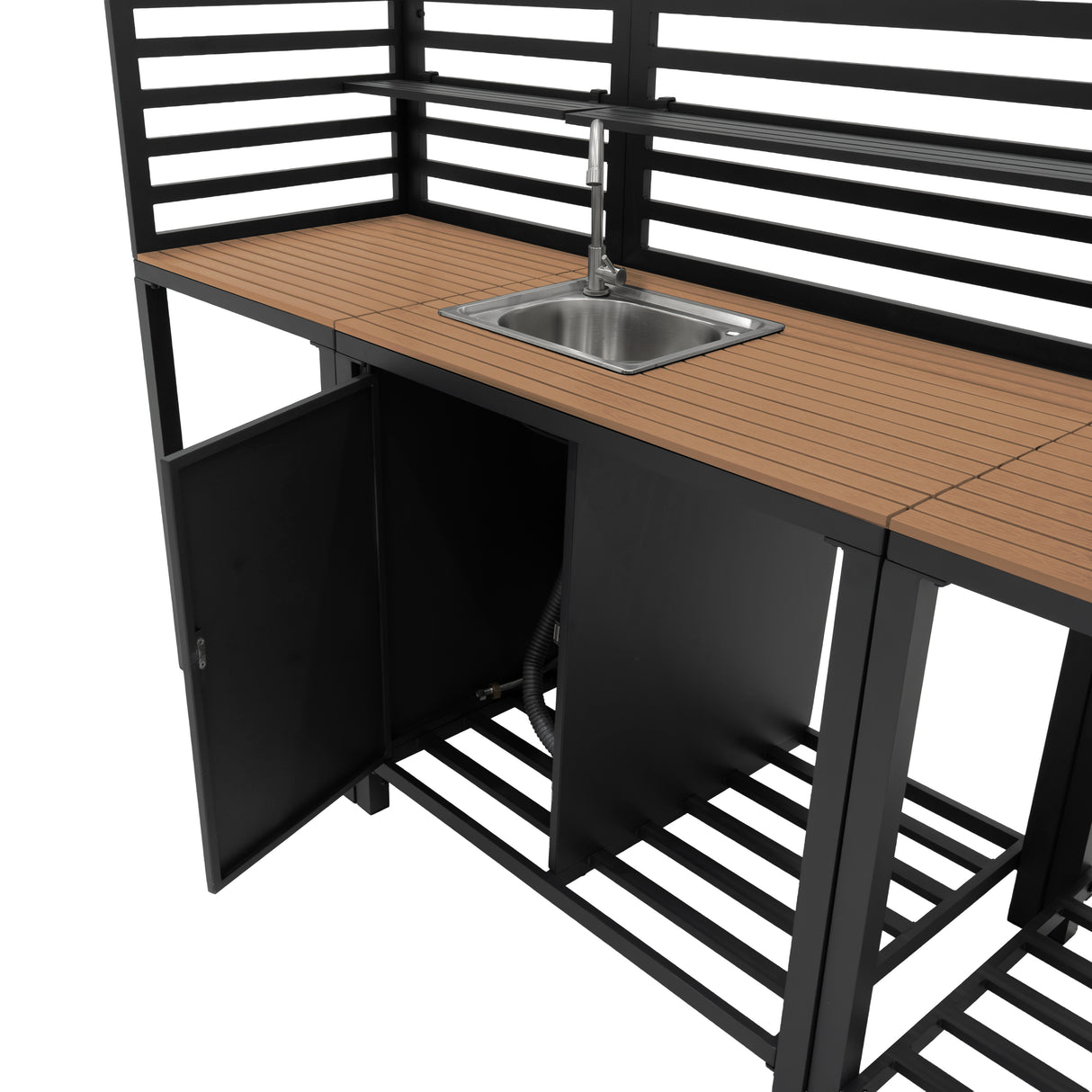 Aluminium & Hout 3-delige Buitenkeuken Set