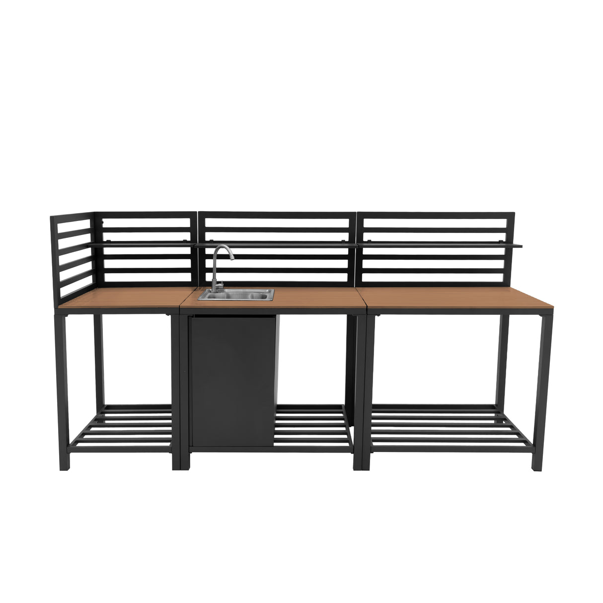 Aluminium & Hout 3-delige Buitenkeuken Set