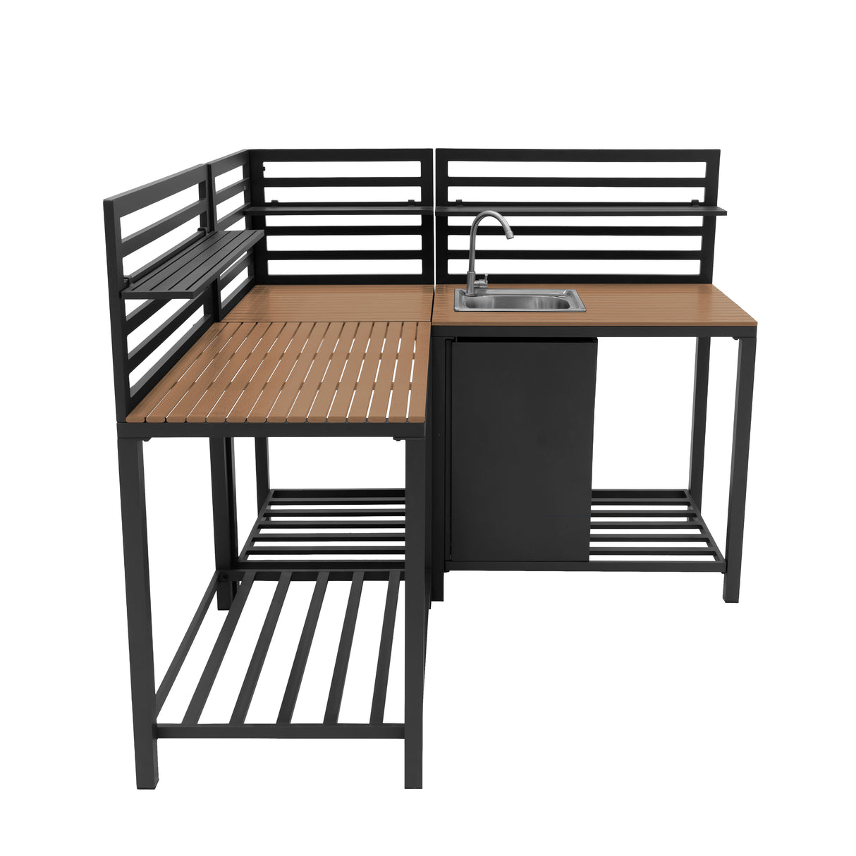 Aluminium & Hout 3-delige Buitenkeuken Set