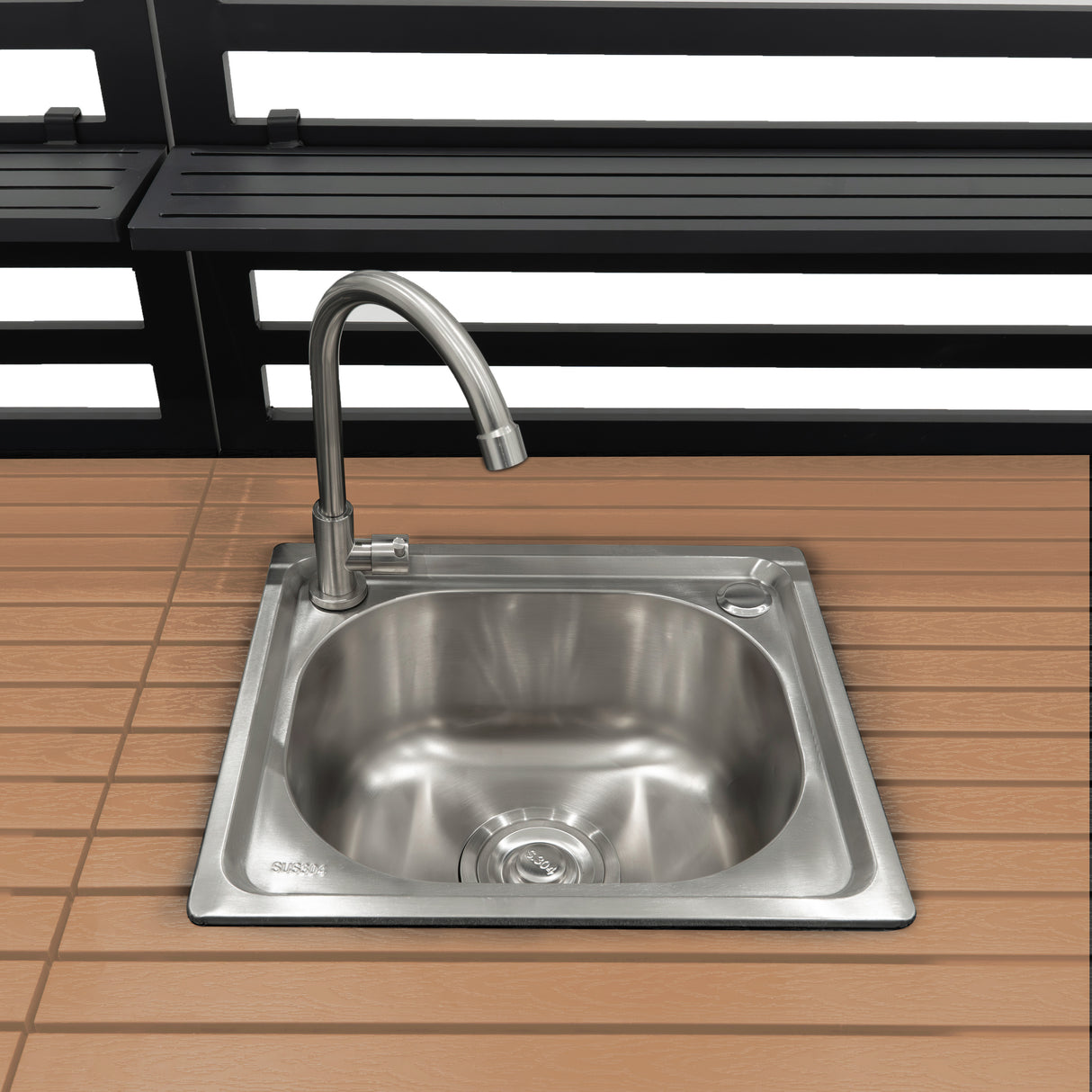 Aluminium & Hout 3-delige Buitenkeuken Set