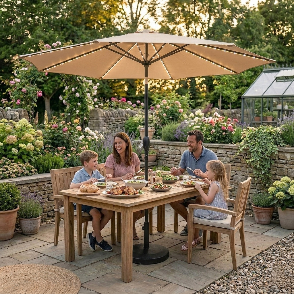 LED Kantelbare Stokparasol 2.7 m - Beige