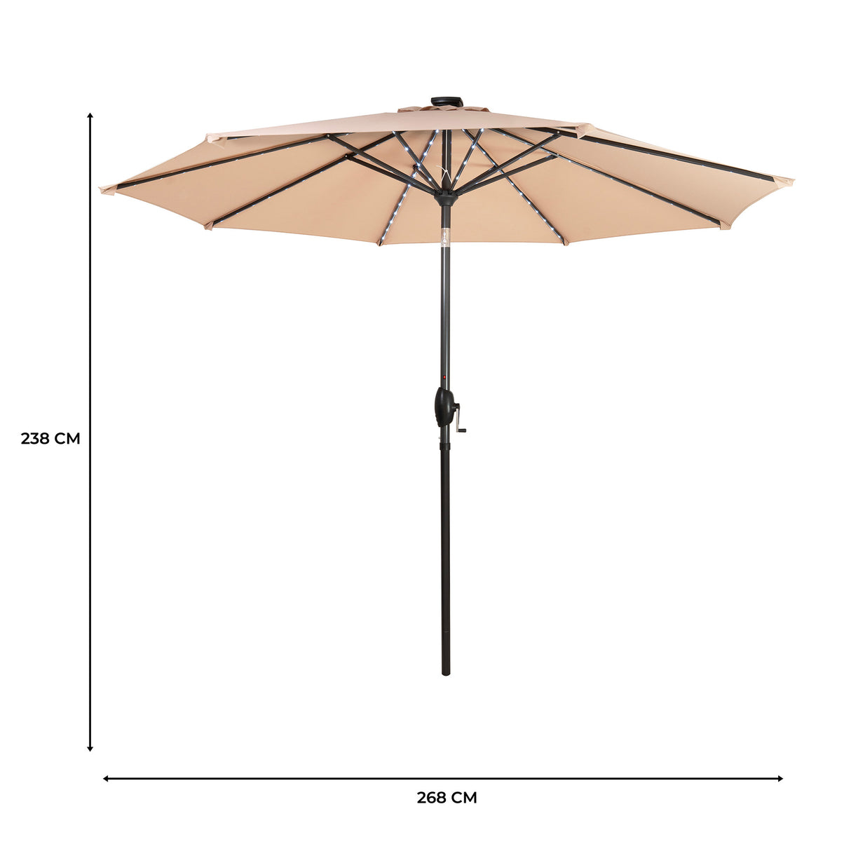 LED Kantelbare Stokparasol 2.7 m - Beige