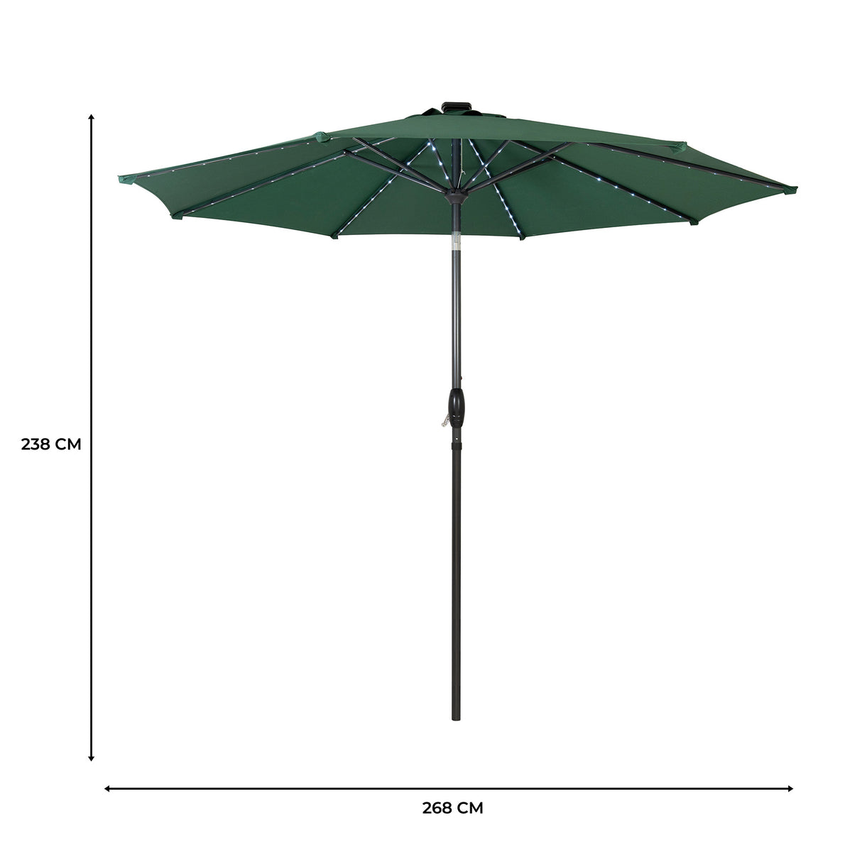 LED Kantelbare Stokparasol 2.7 m - Groen