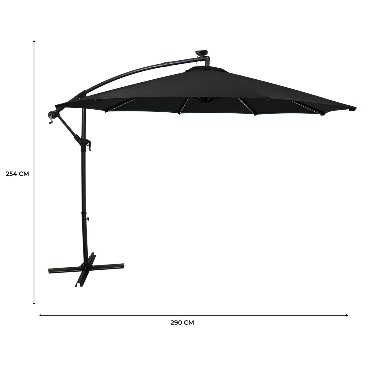 LED Zweefparasol 3 m - Zwart