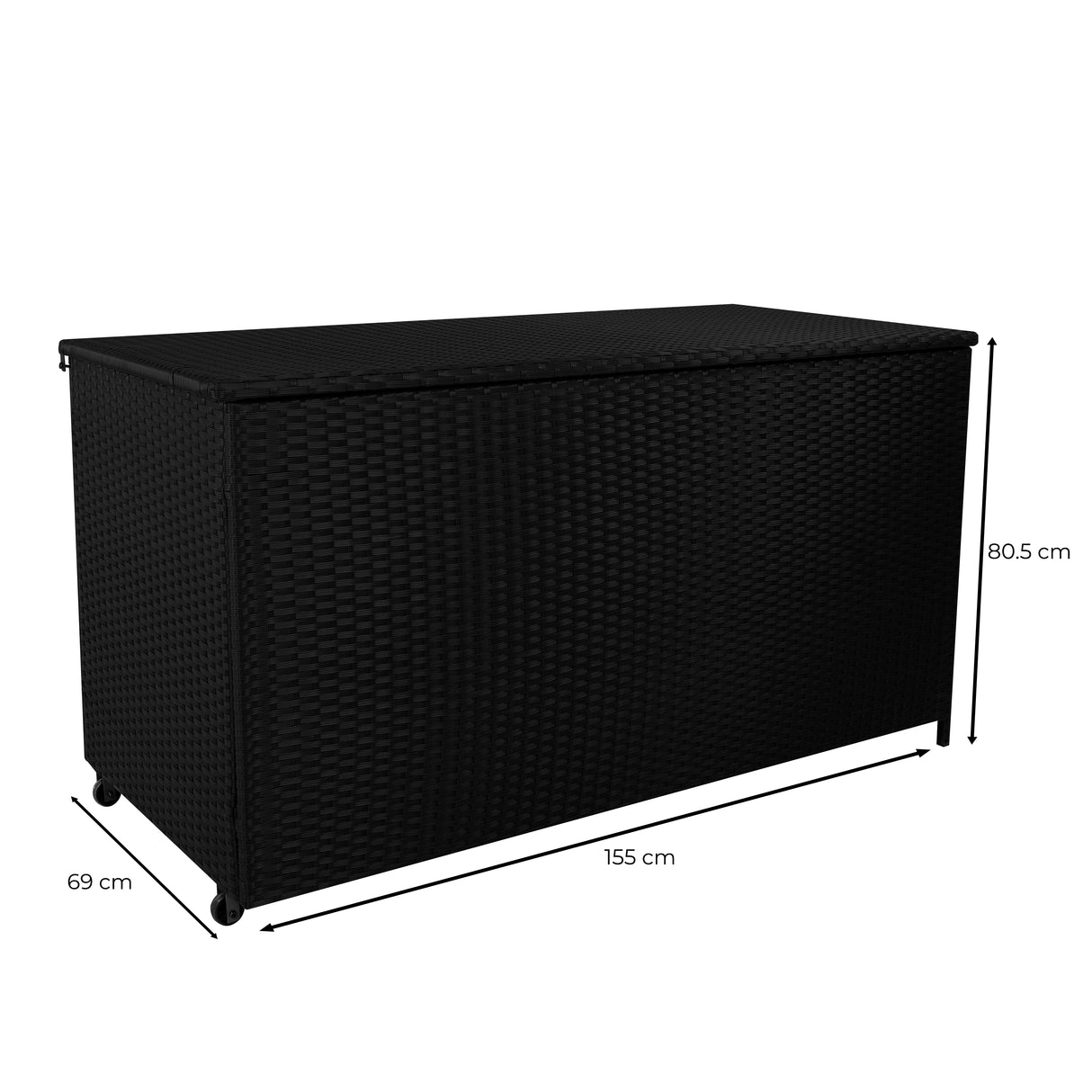 Rotan Kussen Opbergbox 700 L - Zwart