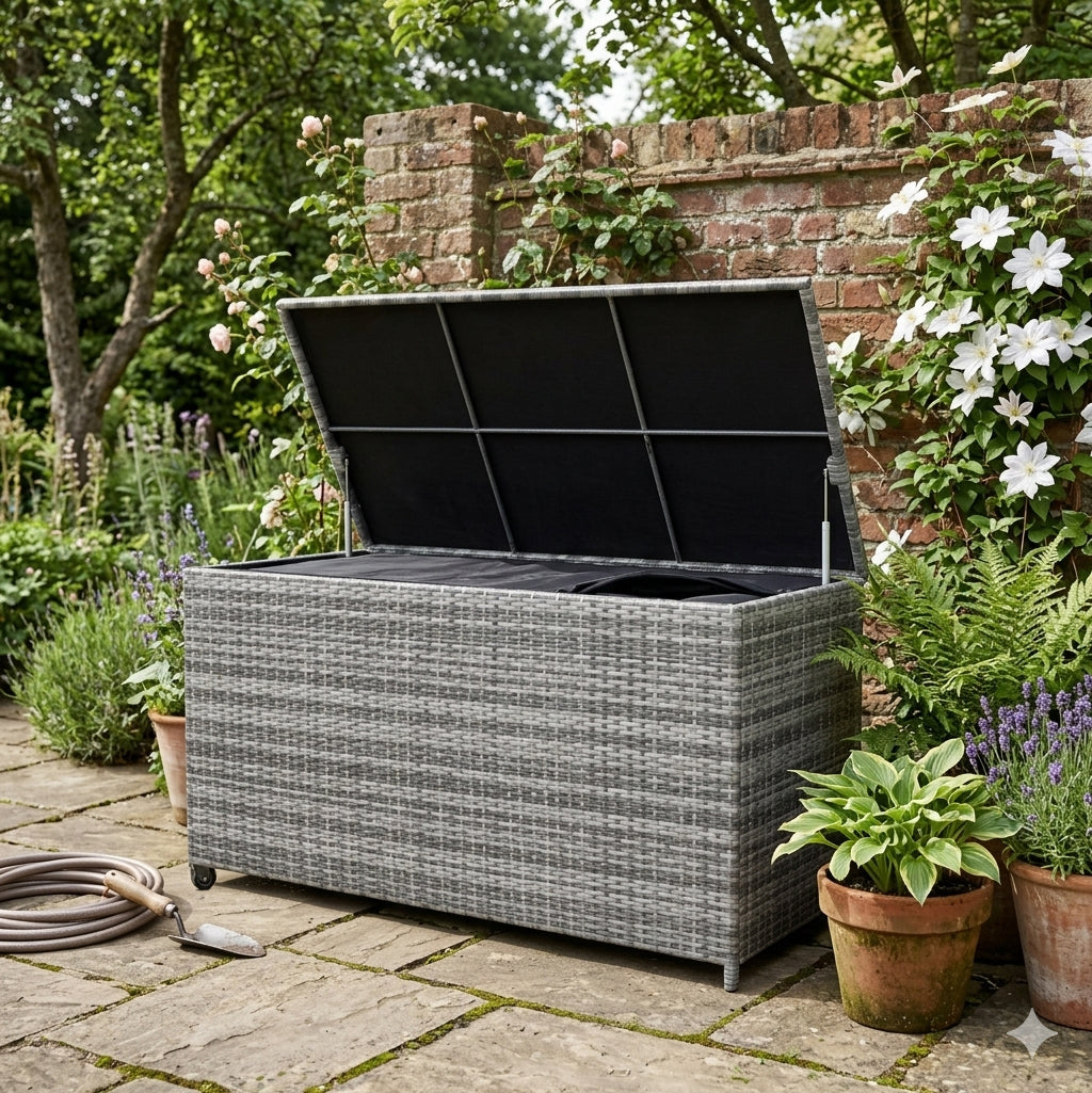 Rotan Kussen Opbergbox 700 L - Grijs