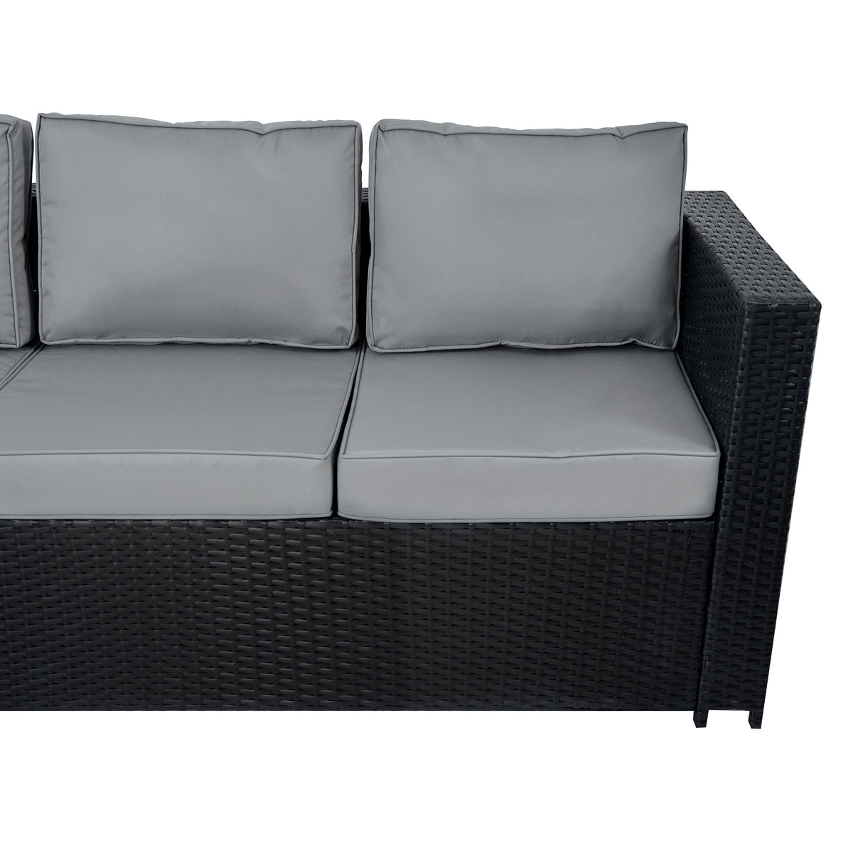 8-Zitplekken Rotan Loungeset met Vuurtafel - Zwart