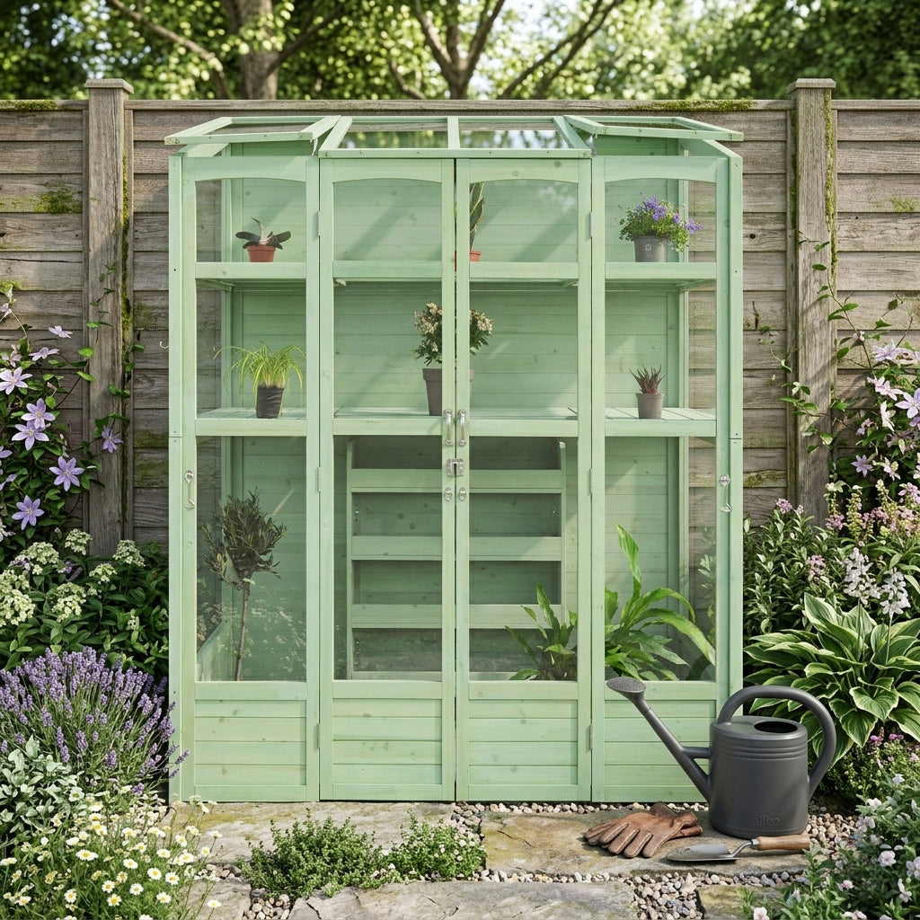 Houten Muurkas - Groen