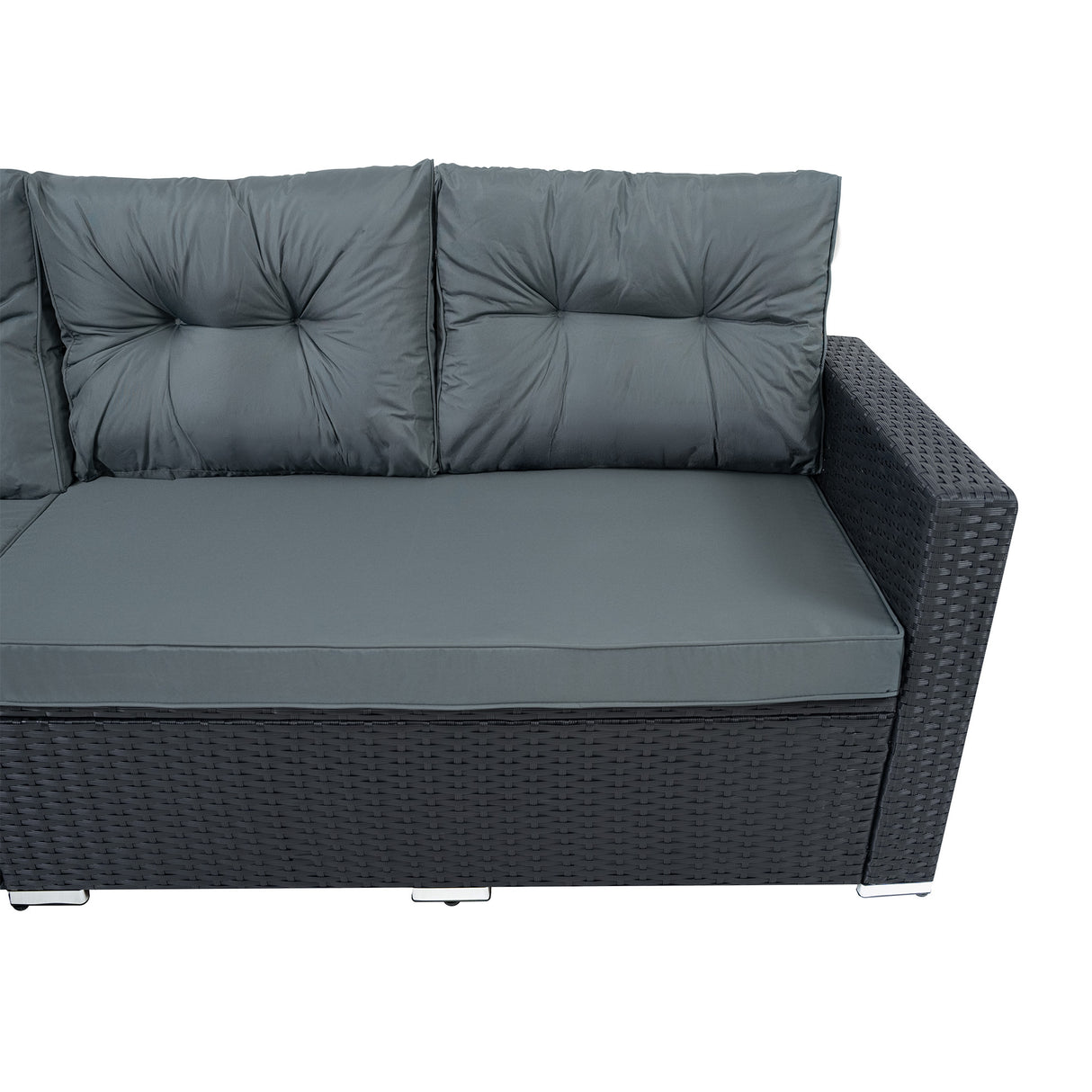 Rotan Hoek Loungeset met Polywood Eettafel - Zwart