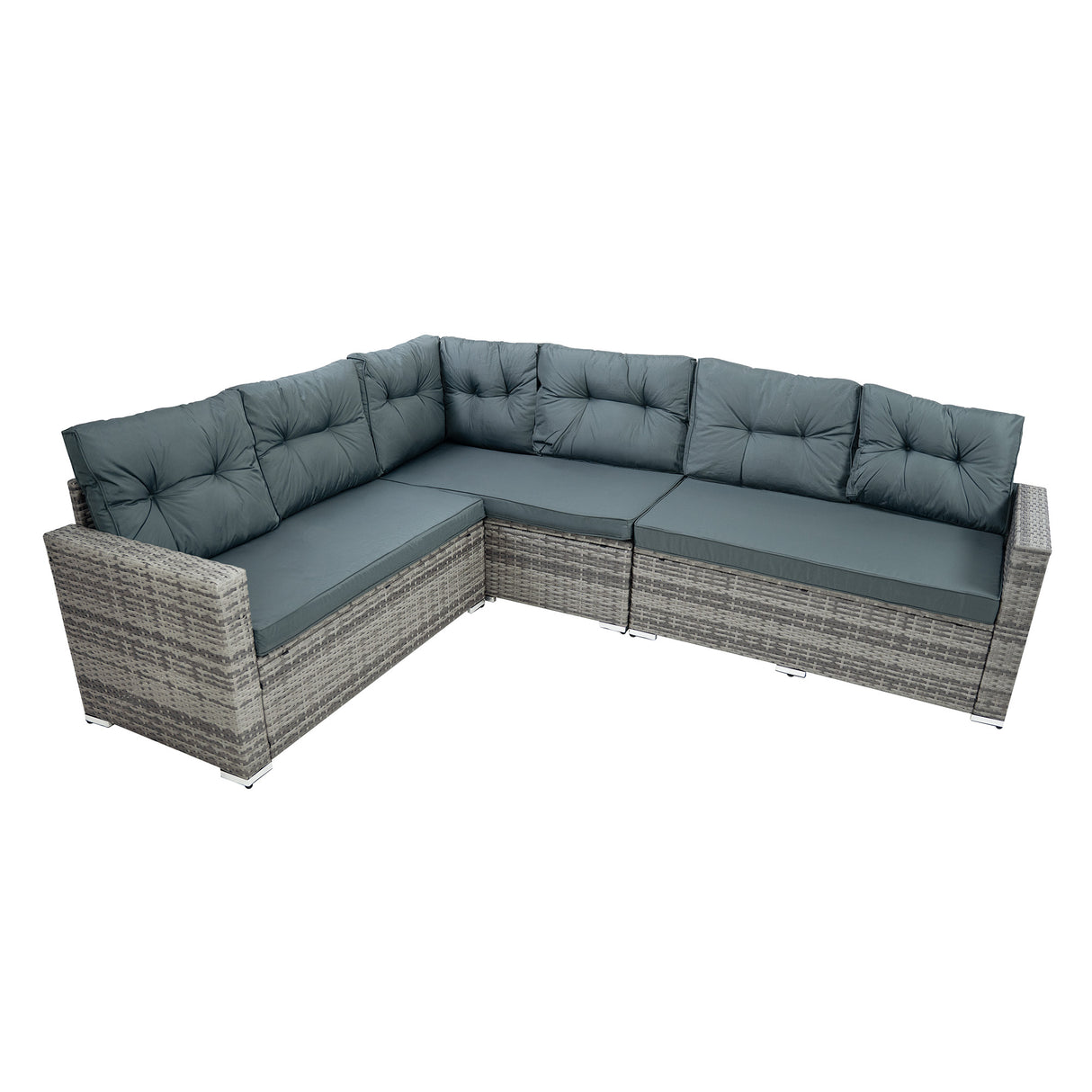Rotan Hoek Loungeset met Polywood Eettafel - Grijs