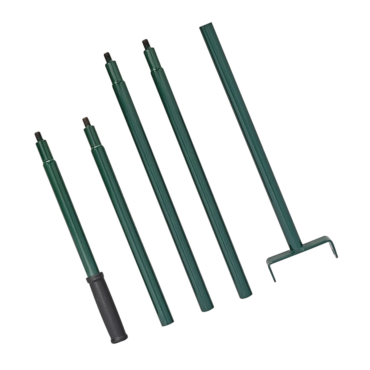 Groene 100 cm gazon leveler met vier uitneembare stangen, ideaal voor het egaliseren van grasvelden en tuinen