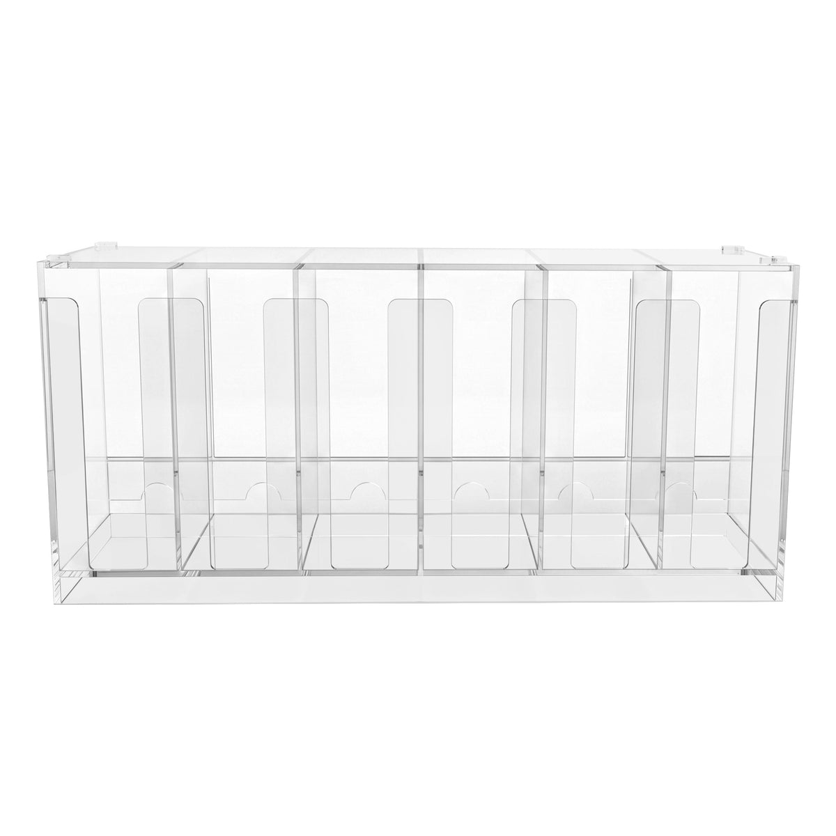 Transparante acryl organizer met zes compartimenten, ideaal voor het opbergen van make-up, pennen of kleine accessoires